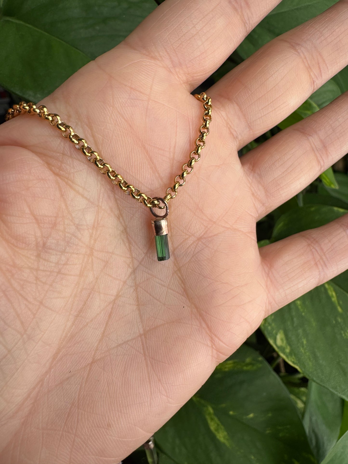 Dark Green Tourmaline - Gold