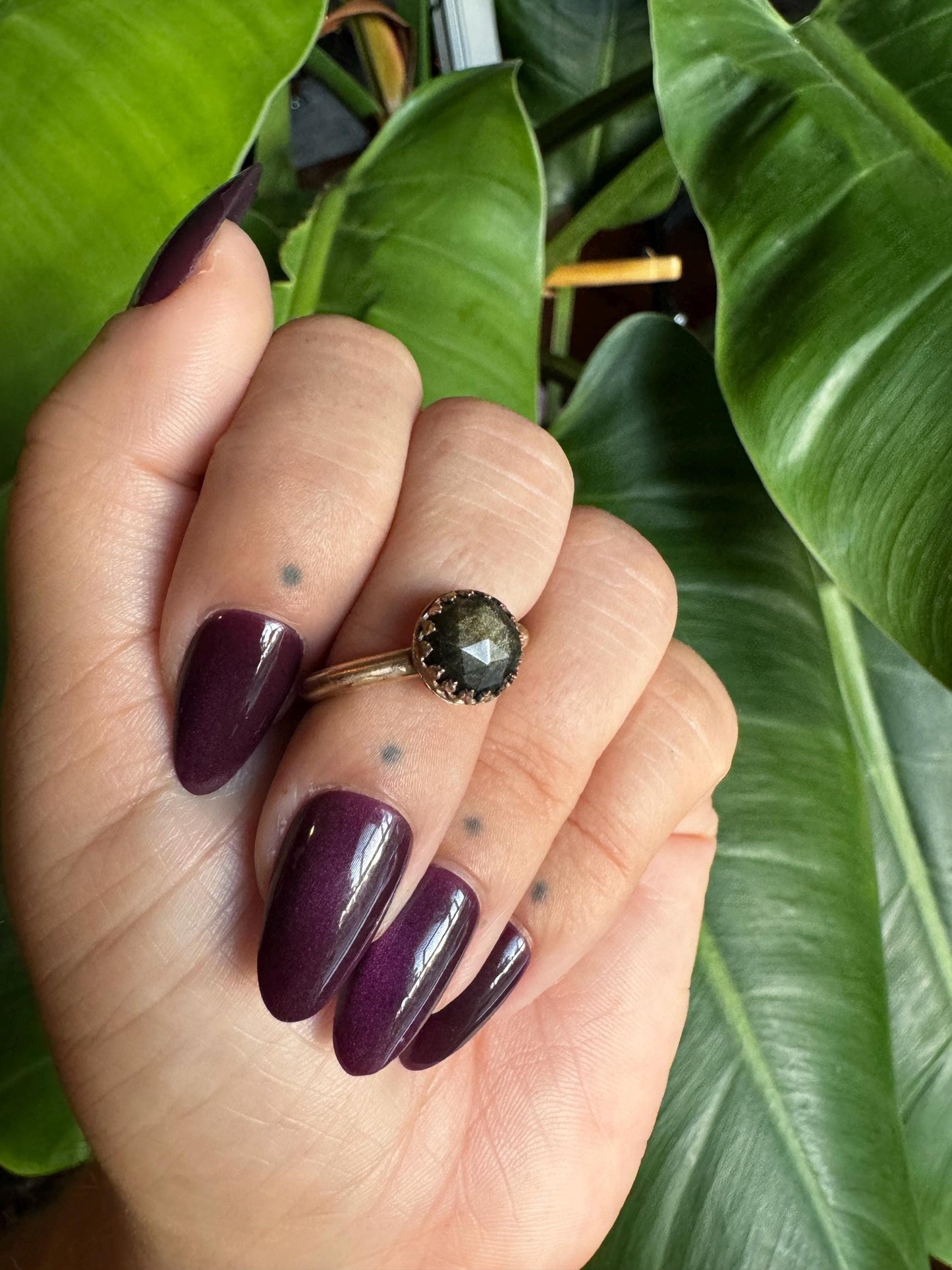 Gold Sheen Obsidian Ring size 9