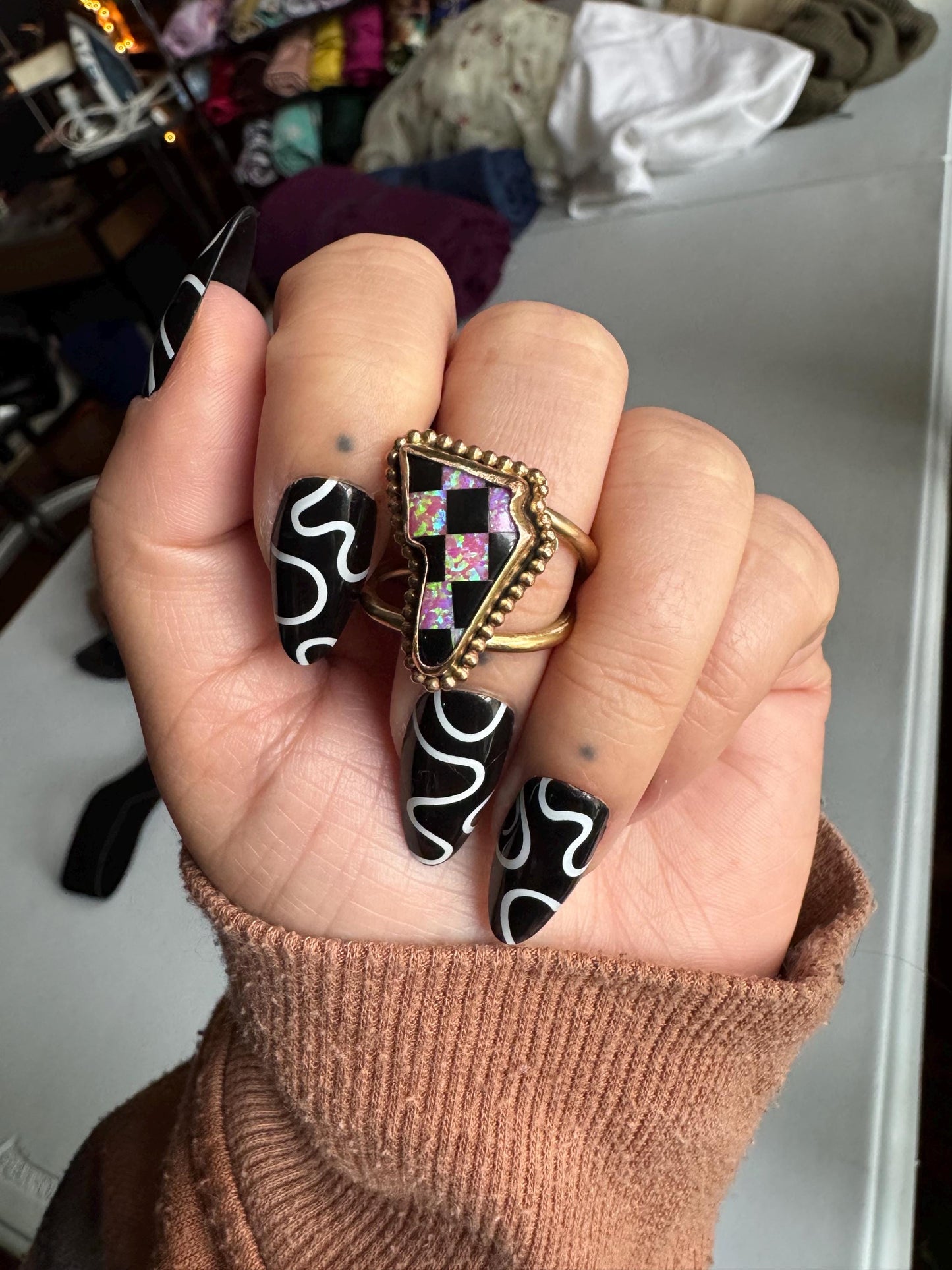 Opal Bolt Ring size 8