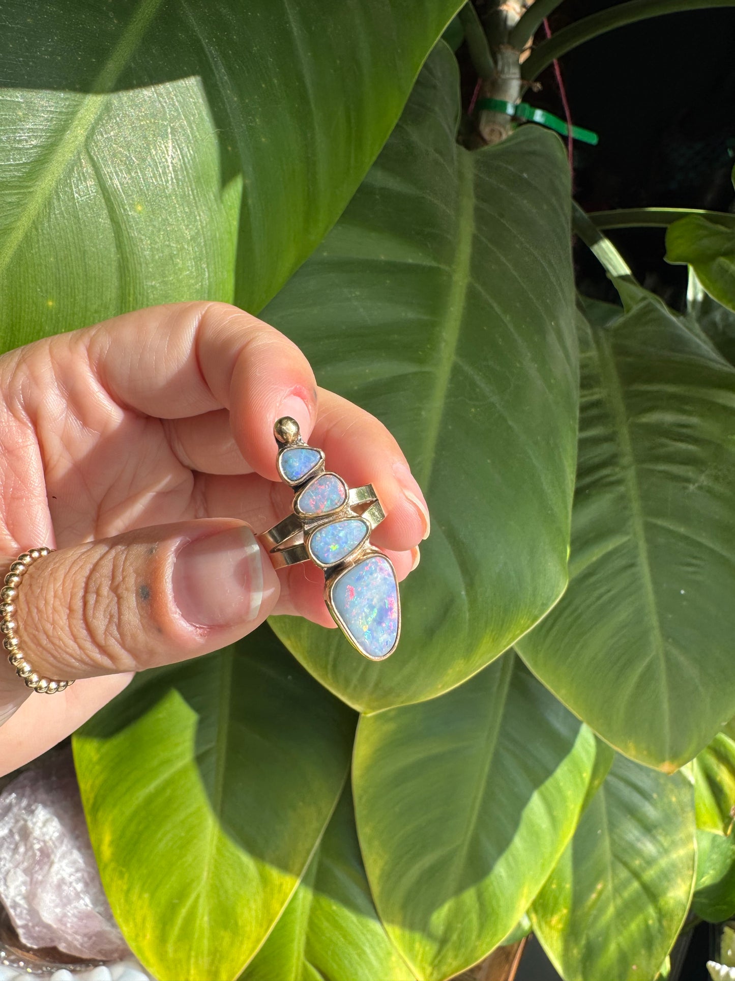 Stacked Boulder Opal Ring- 7