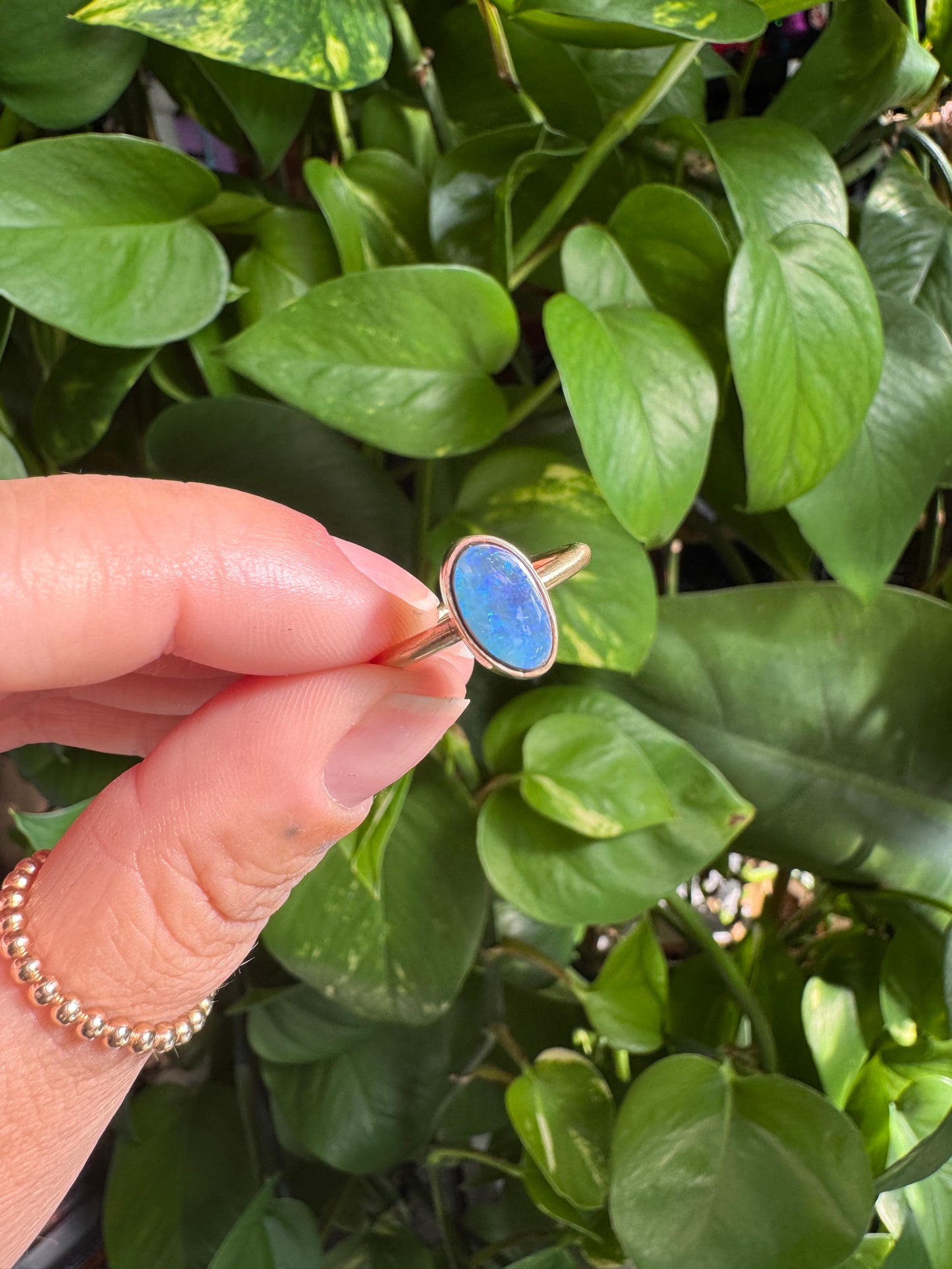Boulder Opal Gold Ring- 7.25