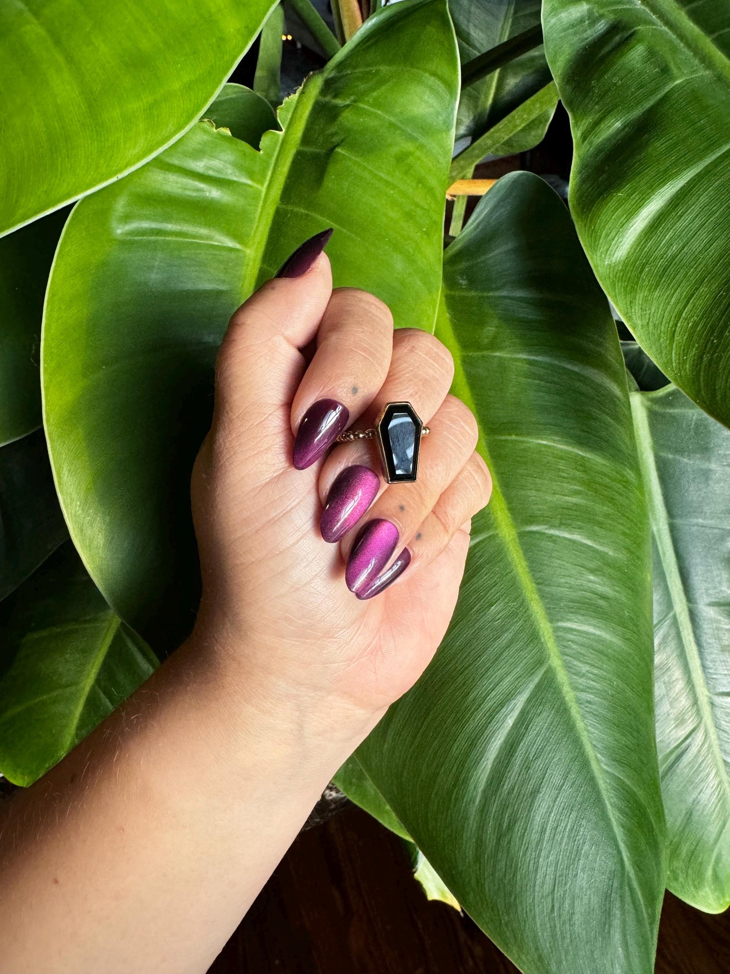 Onyx Coffin Ring size 8