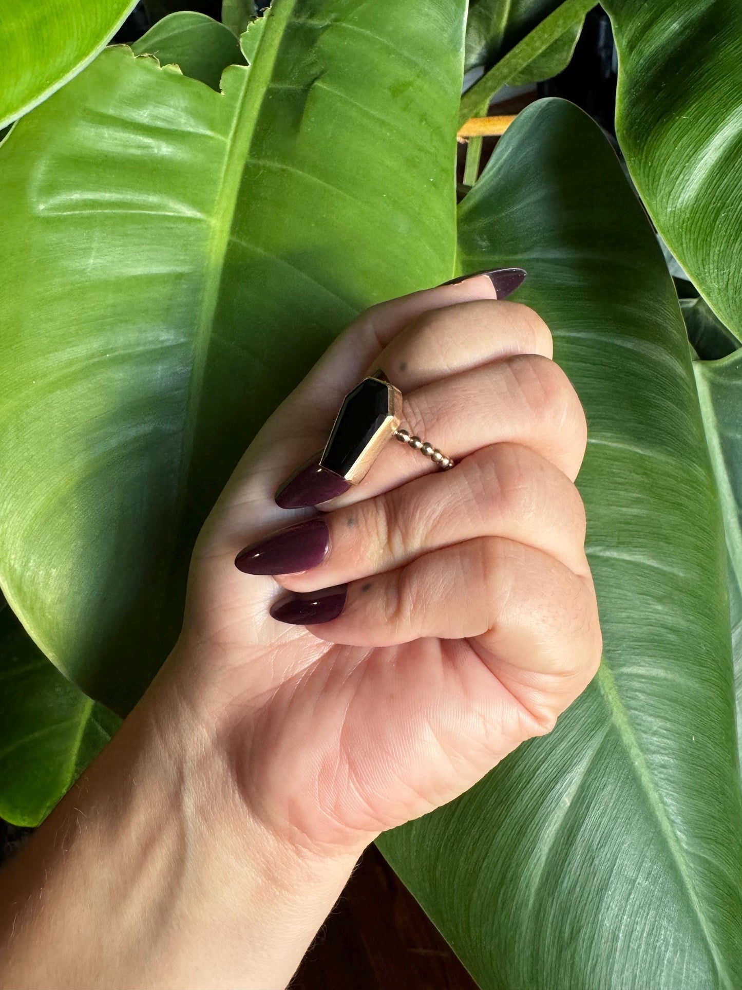 Onyx Coffin Ring size 8