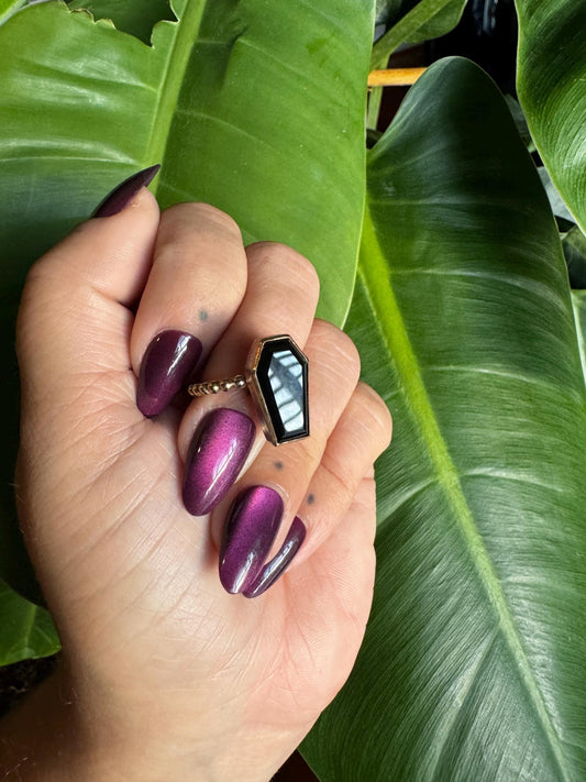 Onyx Coffin Ring size 8
