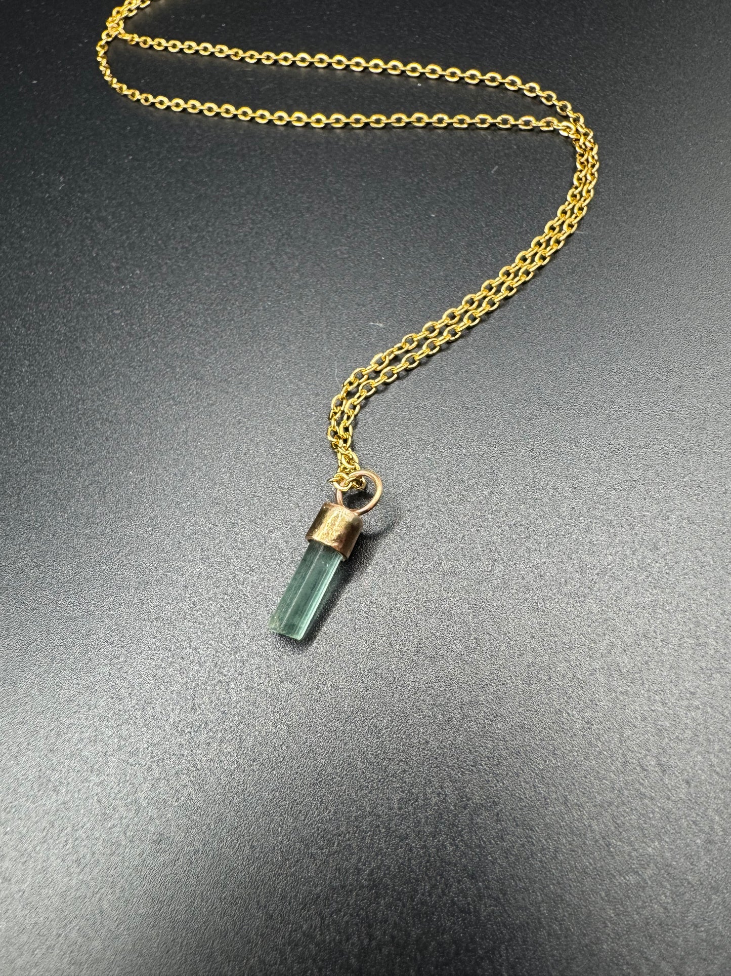 Blue Tourmaline Necklace- Gold