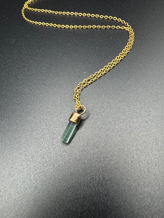 Blue Tourmaline Necklace- Gold