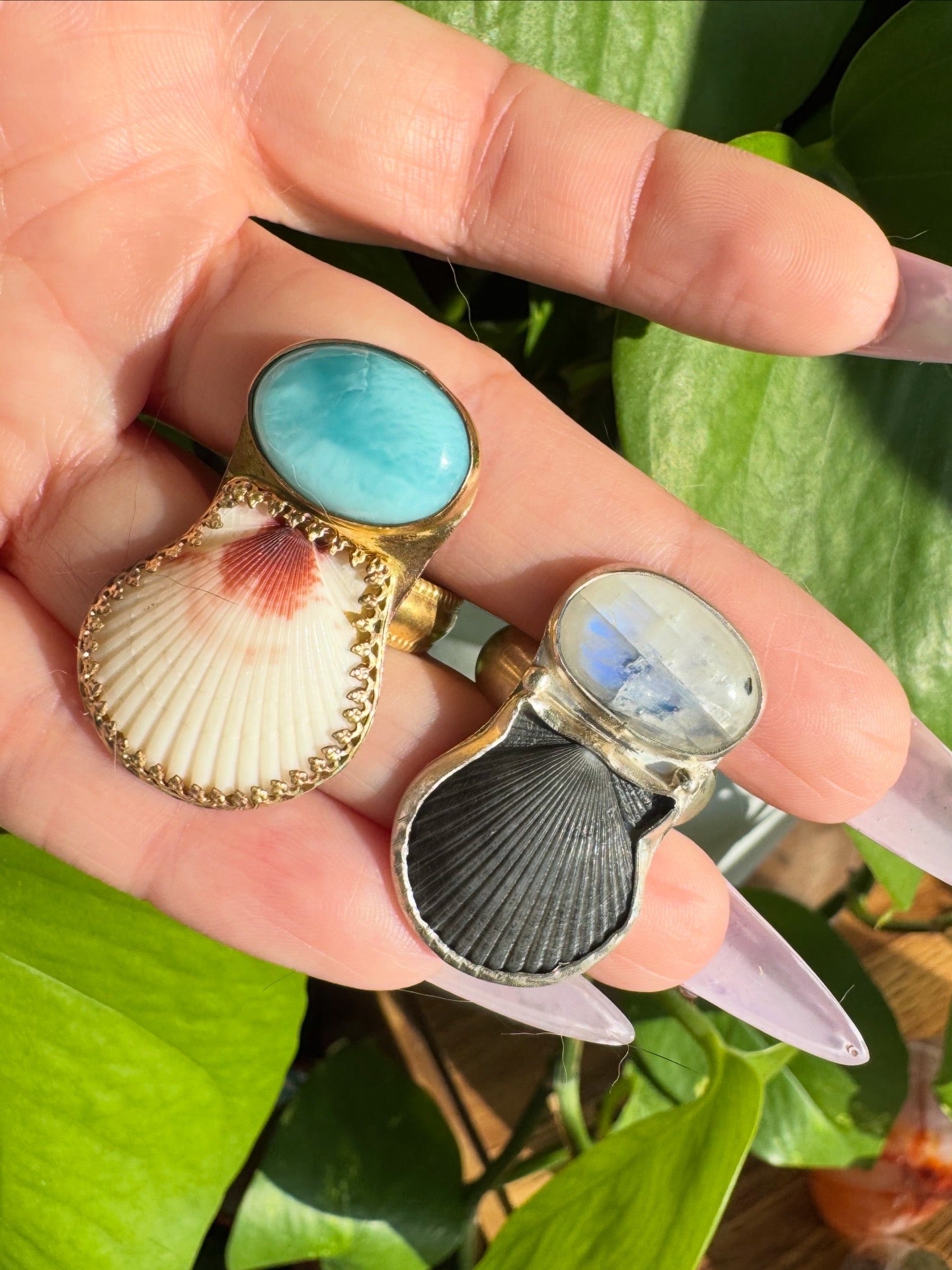 Larimar & Seashell Ring