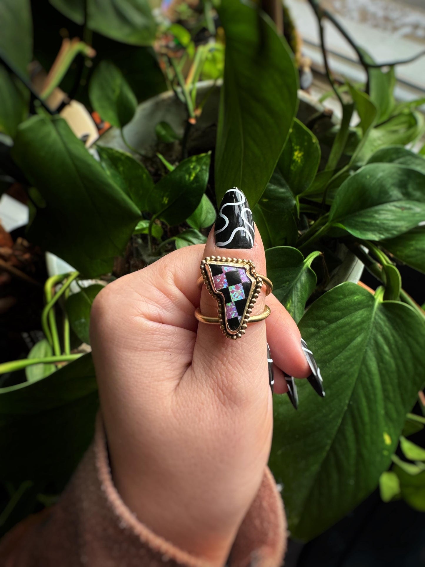 Opal Bolt Ring size 8