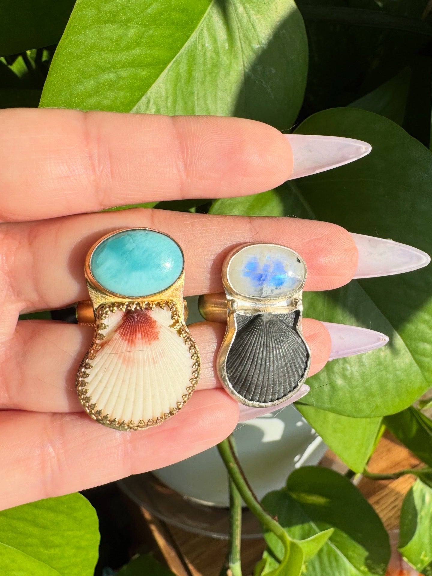 Larimar & Seashell Ring