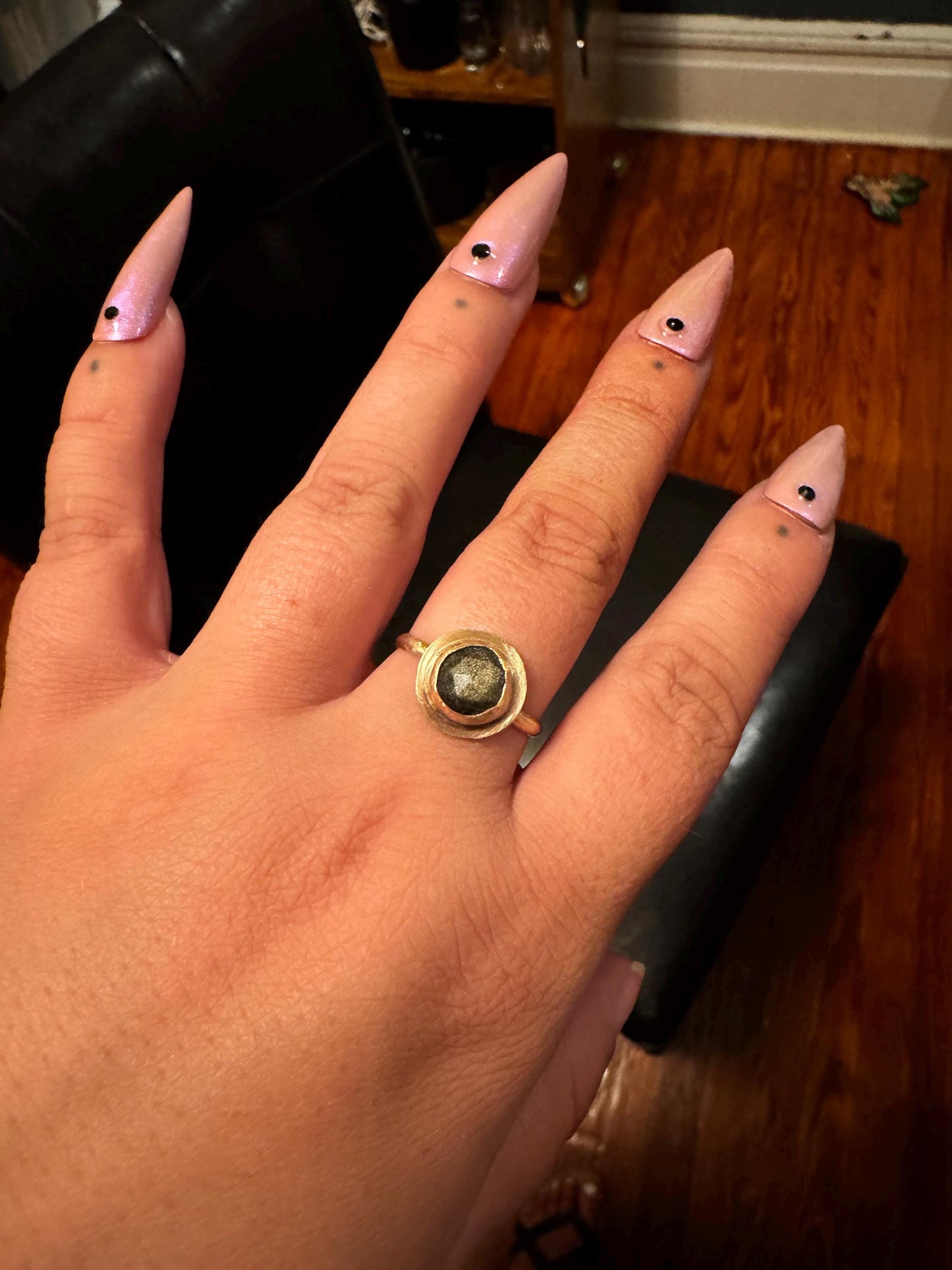 Gold Sheen Obsidian Ring size 8.5