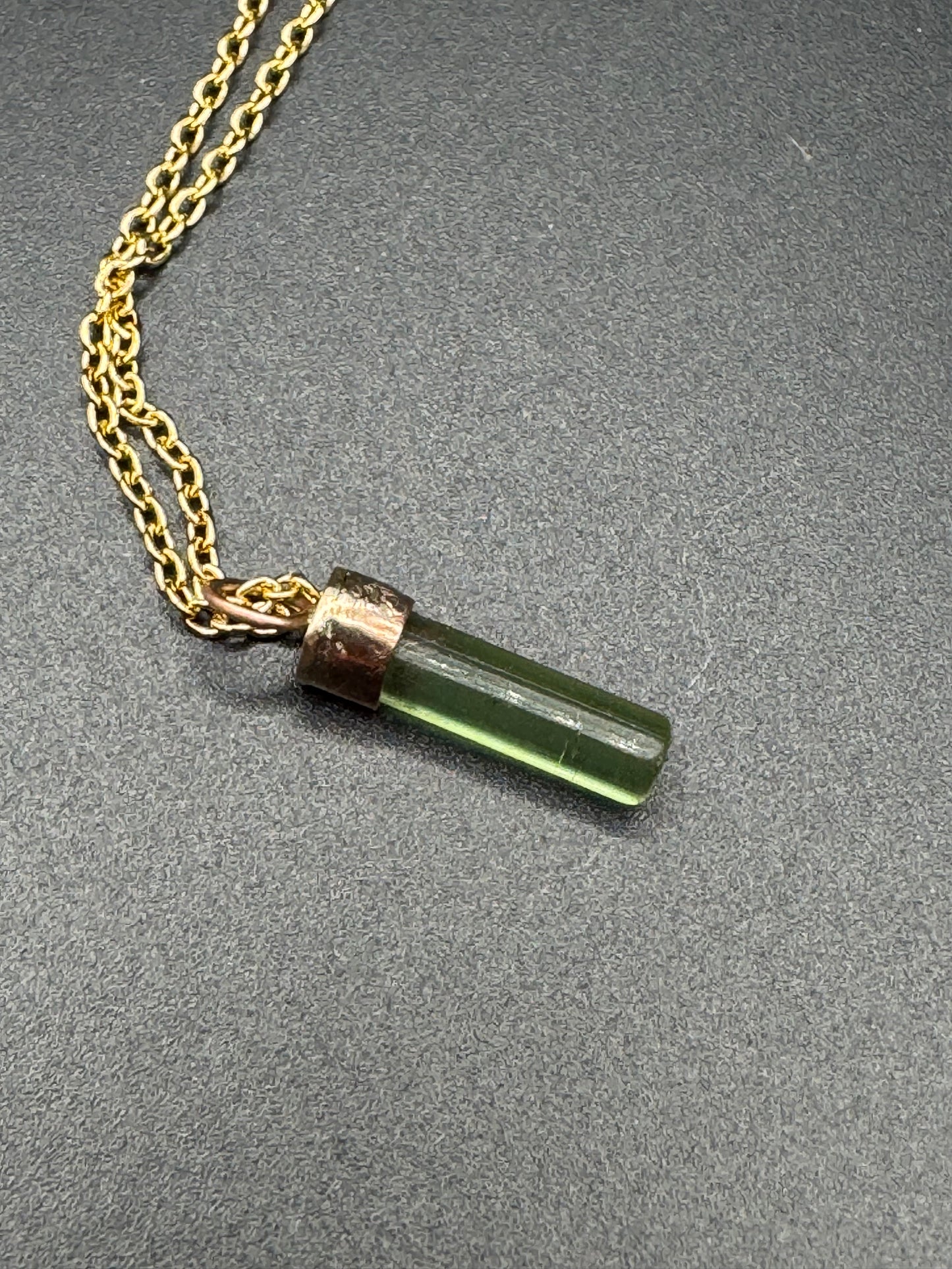Green Tourmaline Necklace - Gold