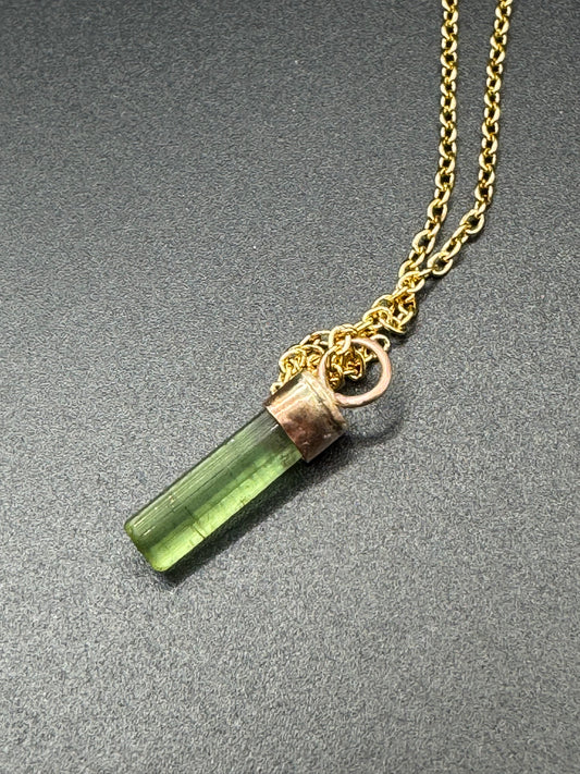 Green Tourmaline Necklace - Gold