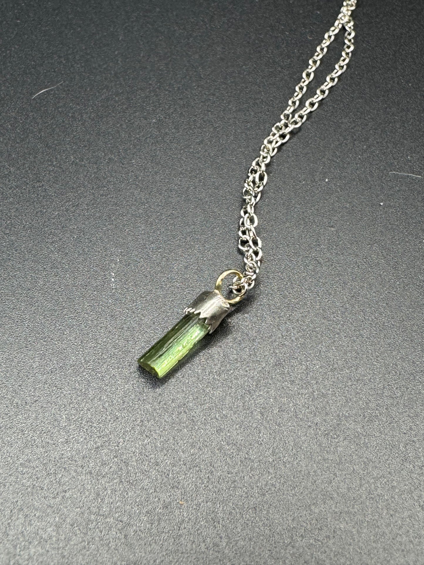 Green Tourmaline Necklace- Silver