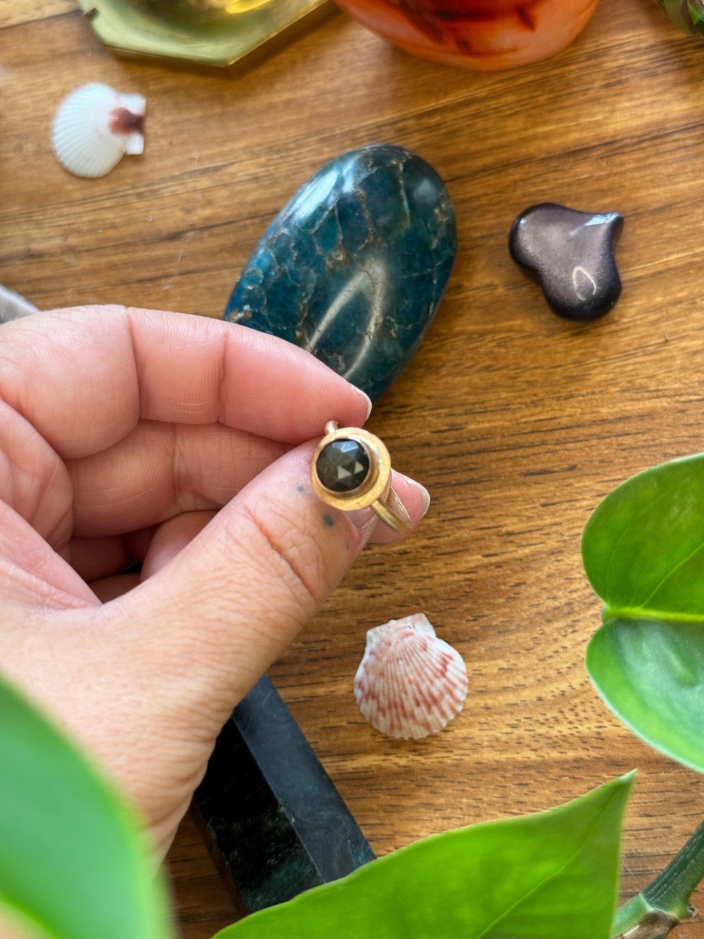 Gold Sheen Obsidian Ring size 8.5