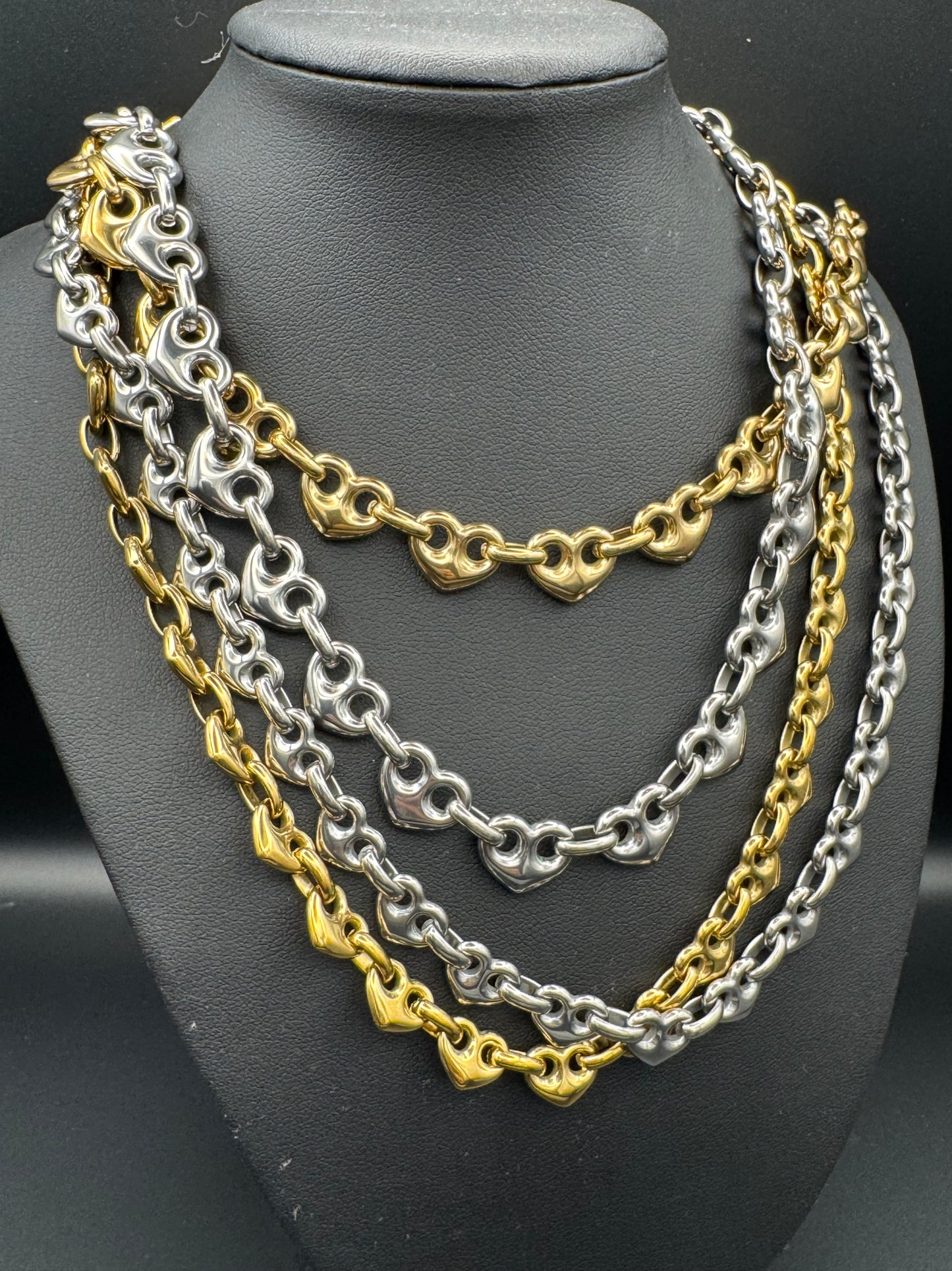 Silver Puffy Heart Choker