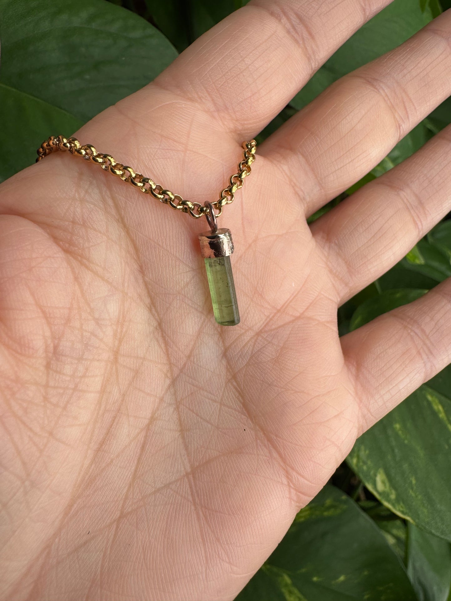 Green Tourmaline Necklace - Gold