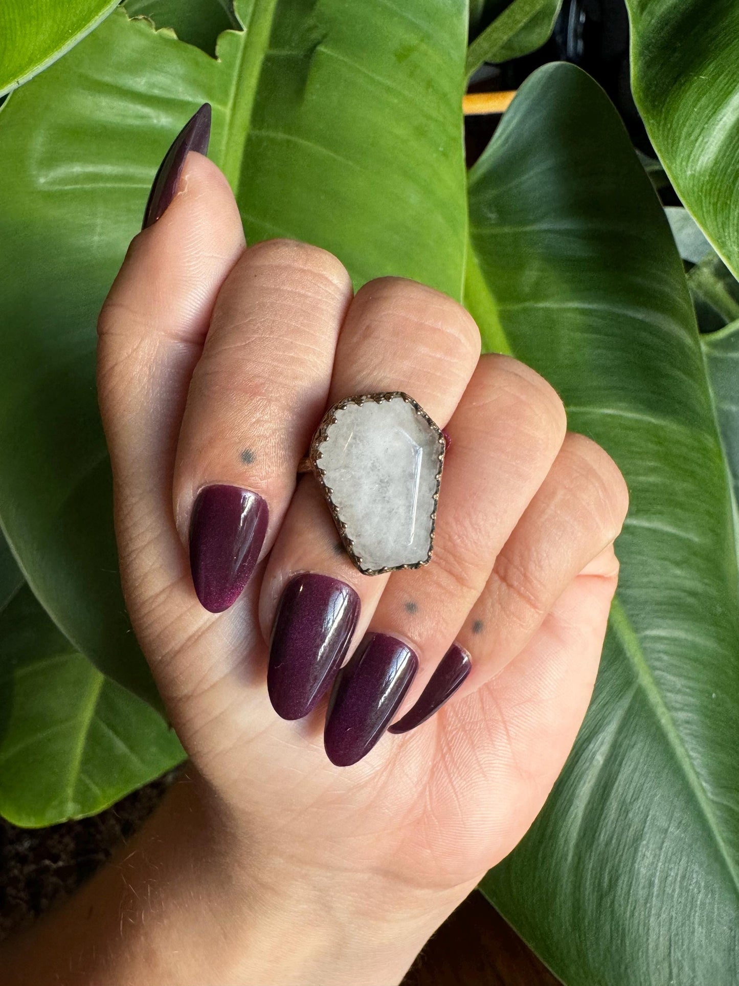 Quartz Coffin Ring size 6.5-7