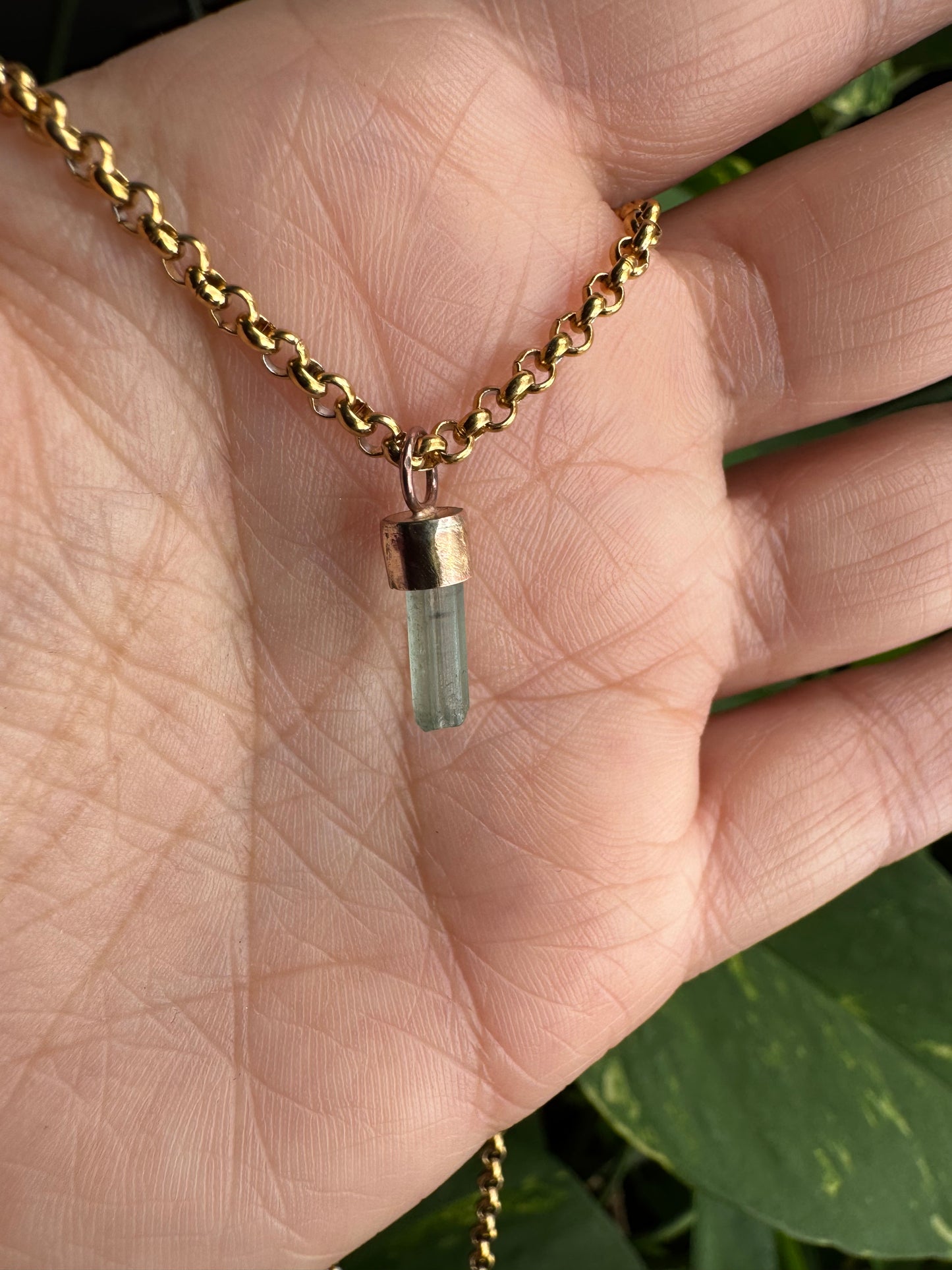 Blue Tourmaline Necklace- Gold