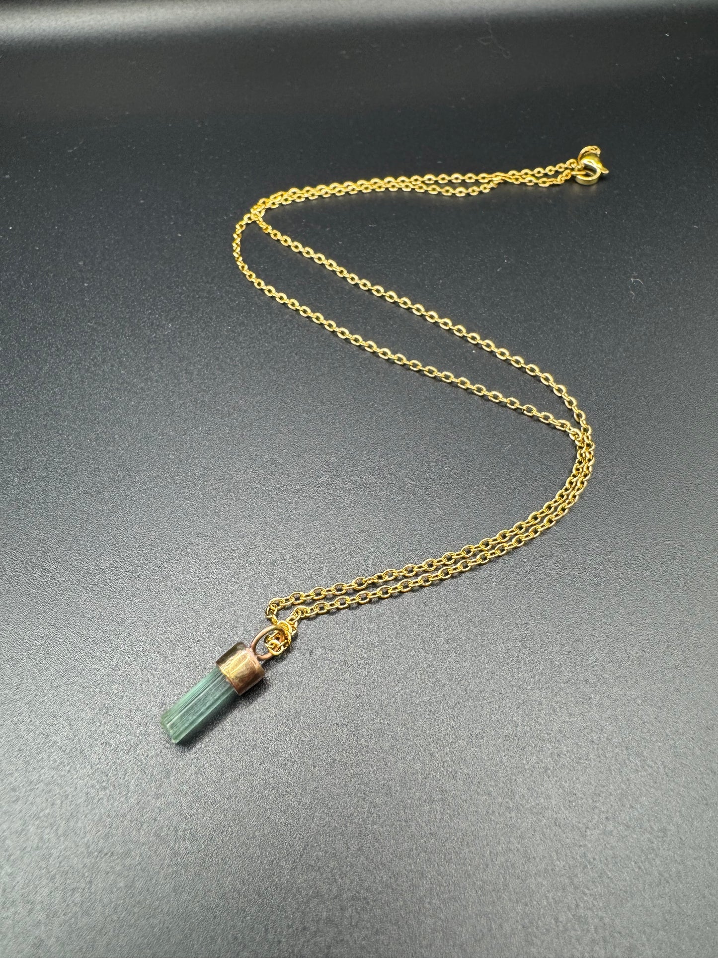 Blue Tourmaline Necklace- Gold