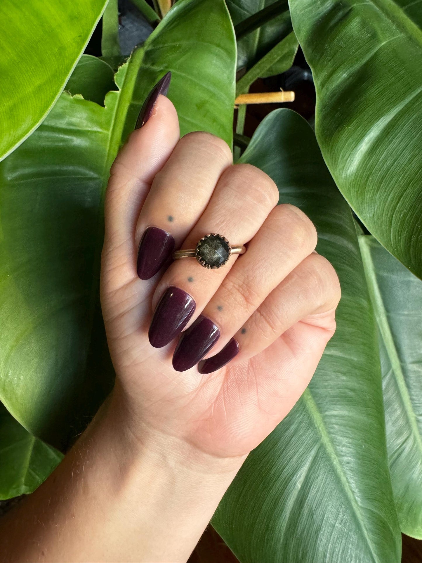 Gold Sheen Obsidian Ring size 9