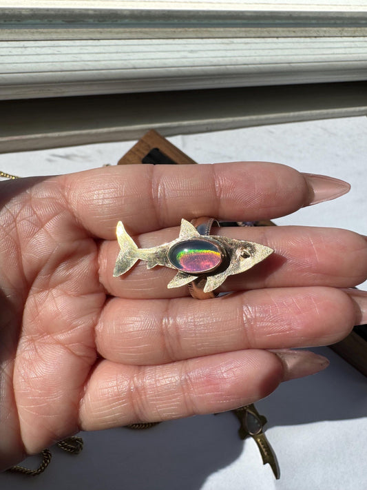 Aurora Opal Shark Ring size 8.5