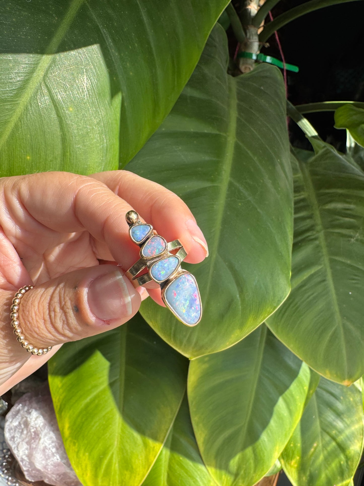 Stacked Boulder Opal Ring- 7