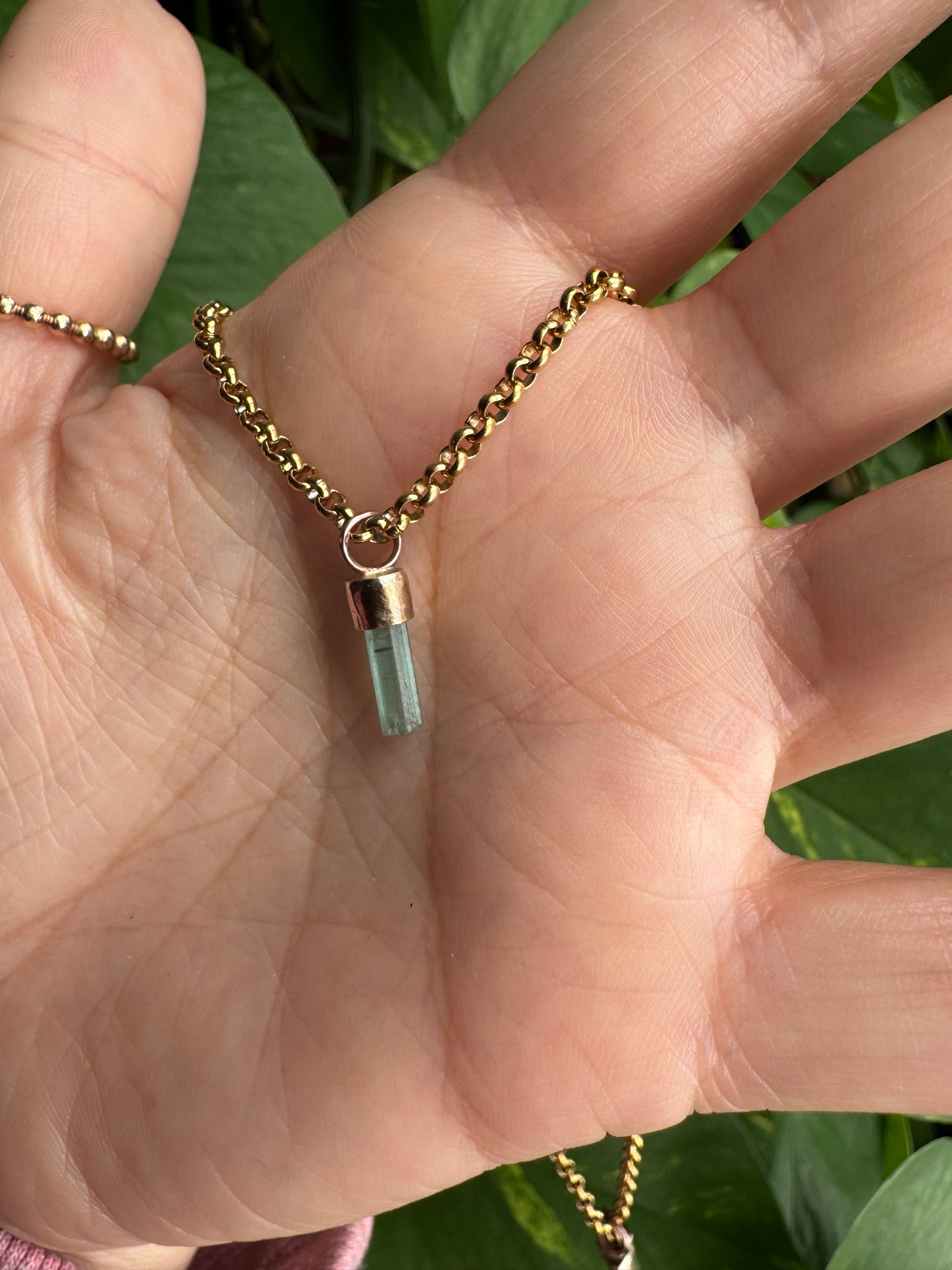 Blue Tourmaline Necklace- Gold