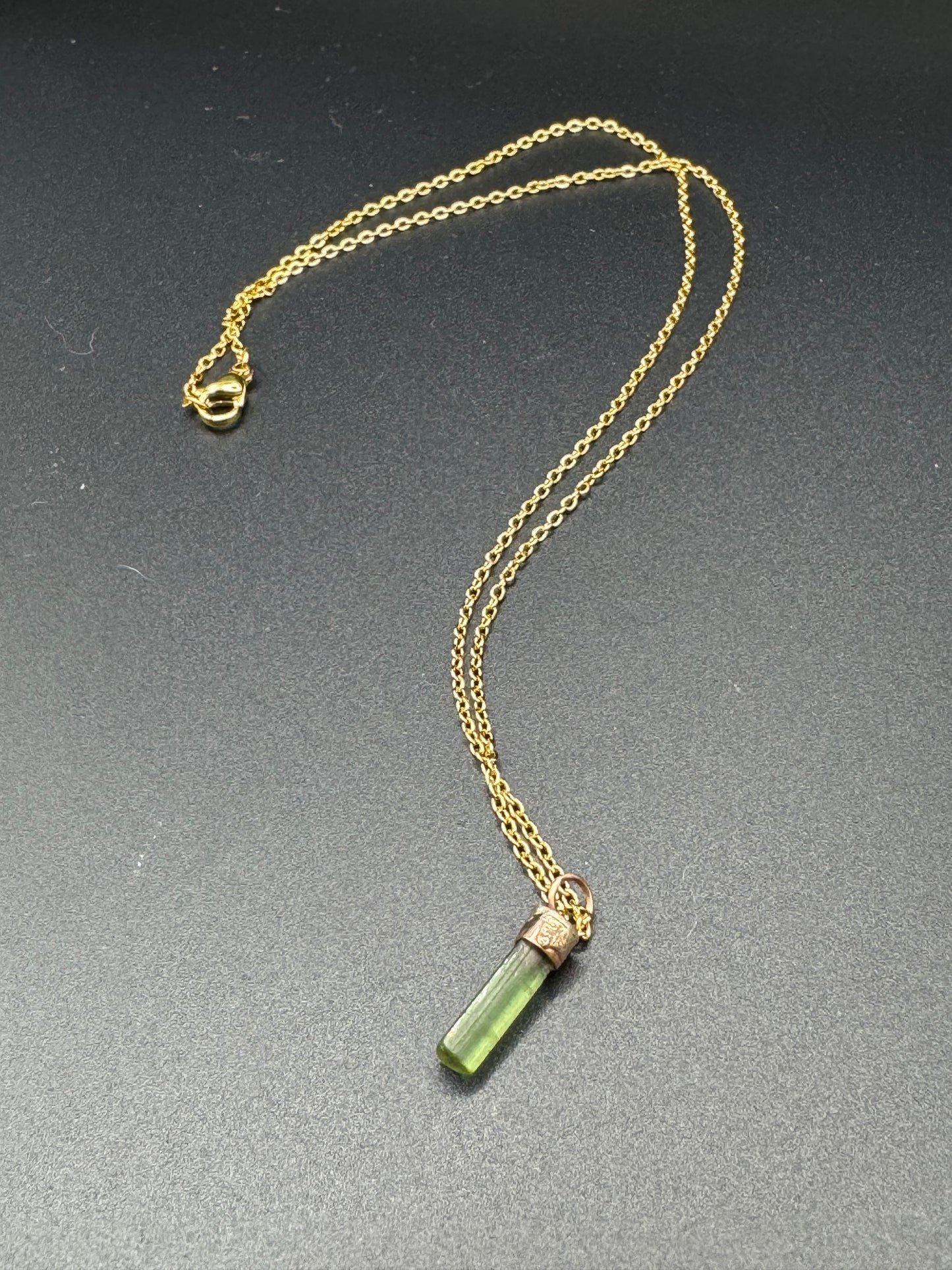 Green Tourmaline Necklace - Gold