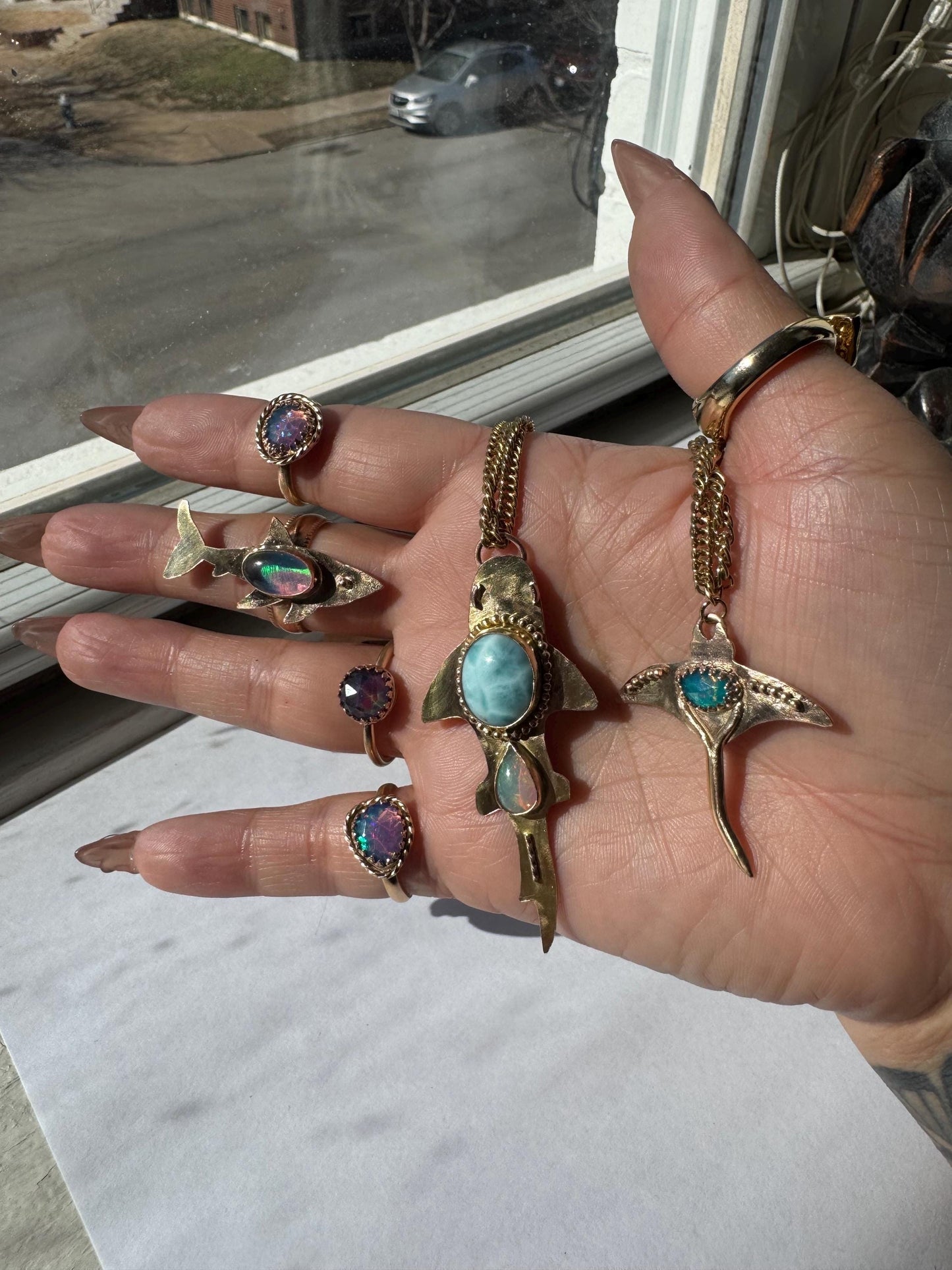 Larimar & Opal Shark Pendant