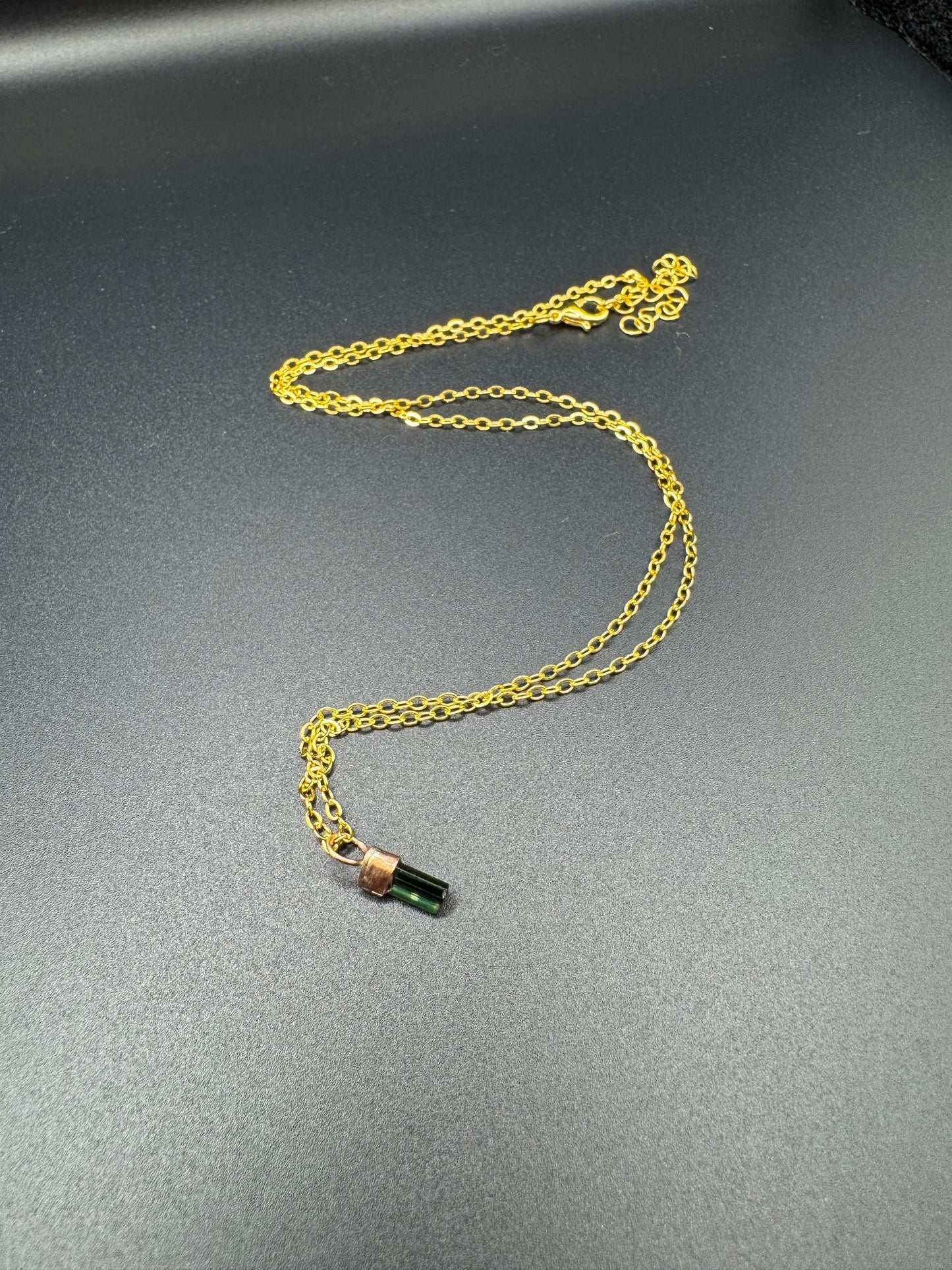 Dark Green Tourmaline - Gold