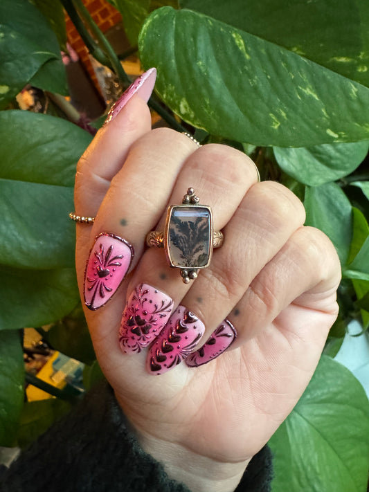 Dendritic Agate Gold Ring