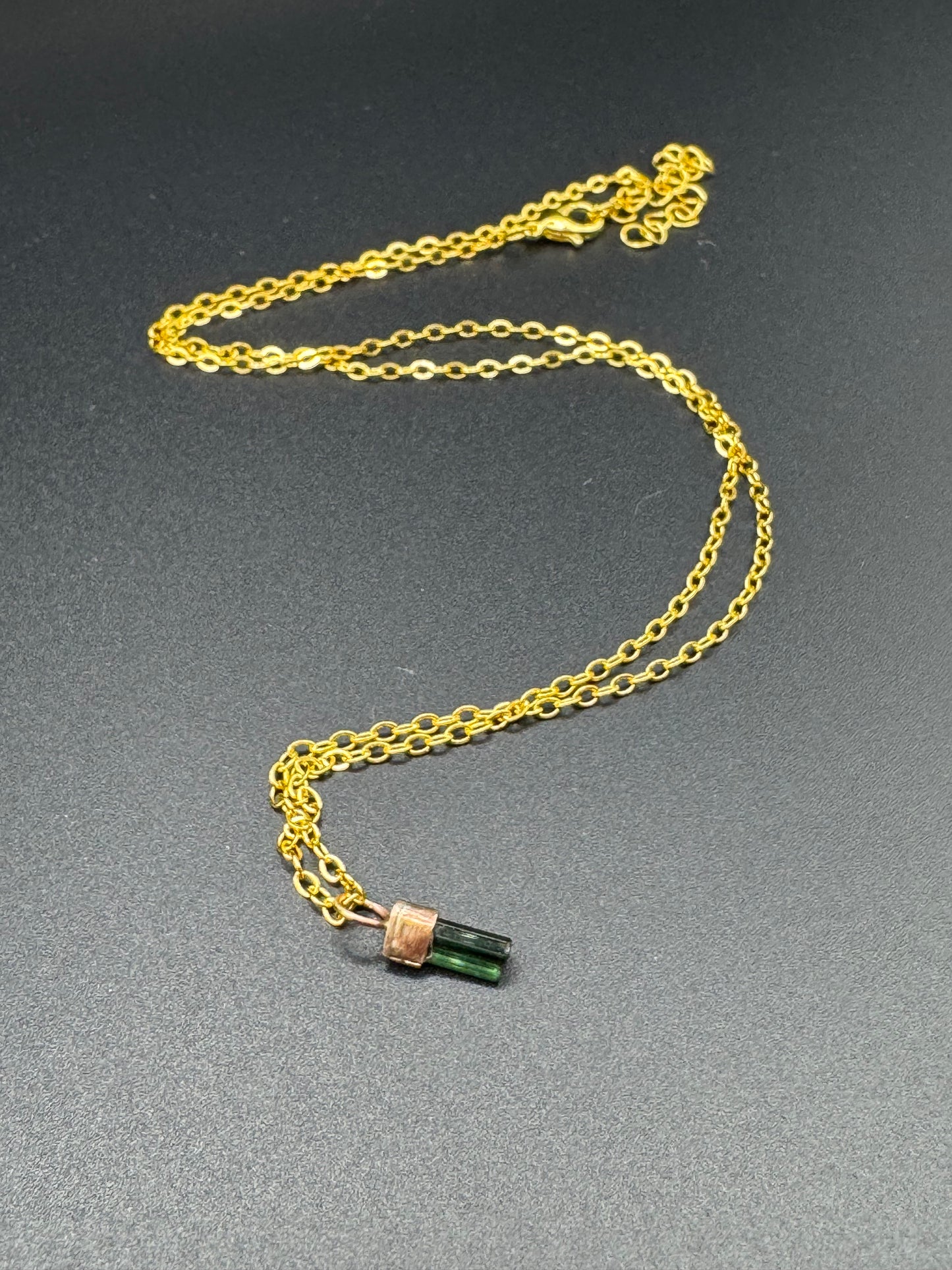 Dark Green Tourmaline - Gold