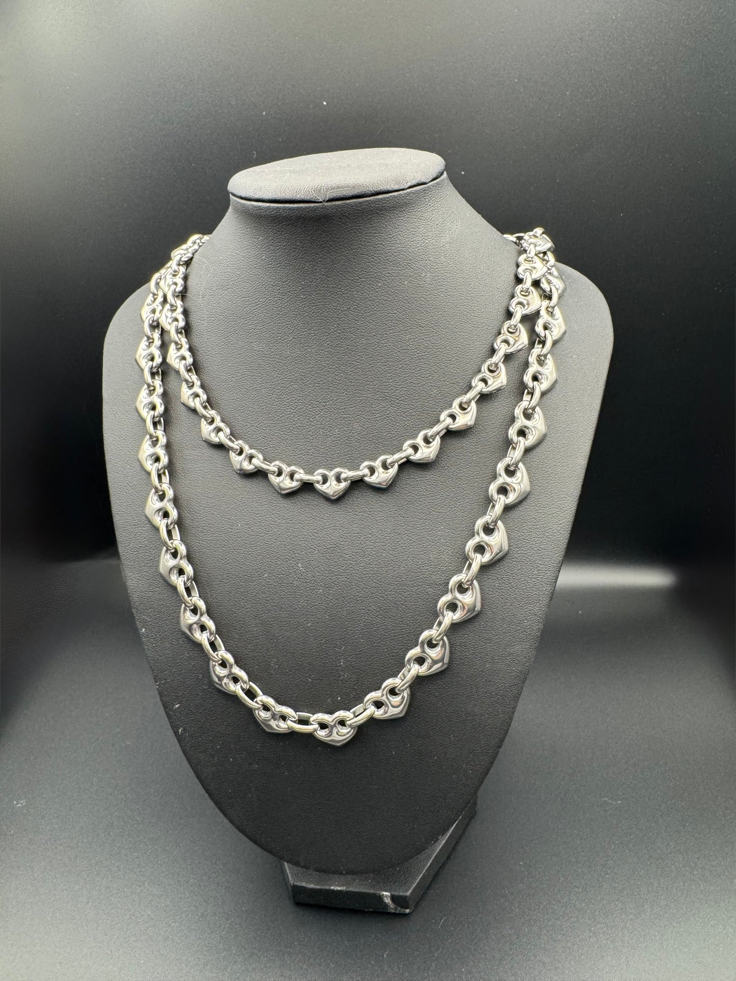 Silver Puffy Heart Choker