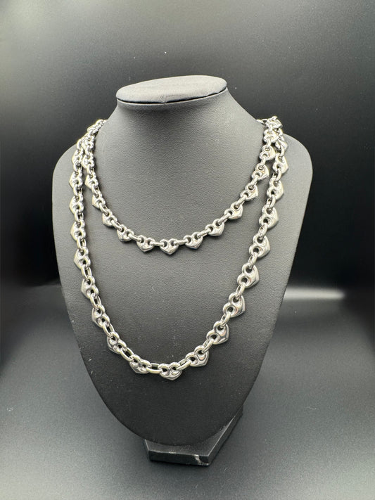 Silver Puffy Heart Choker