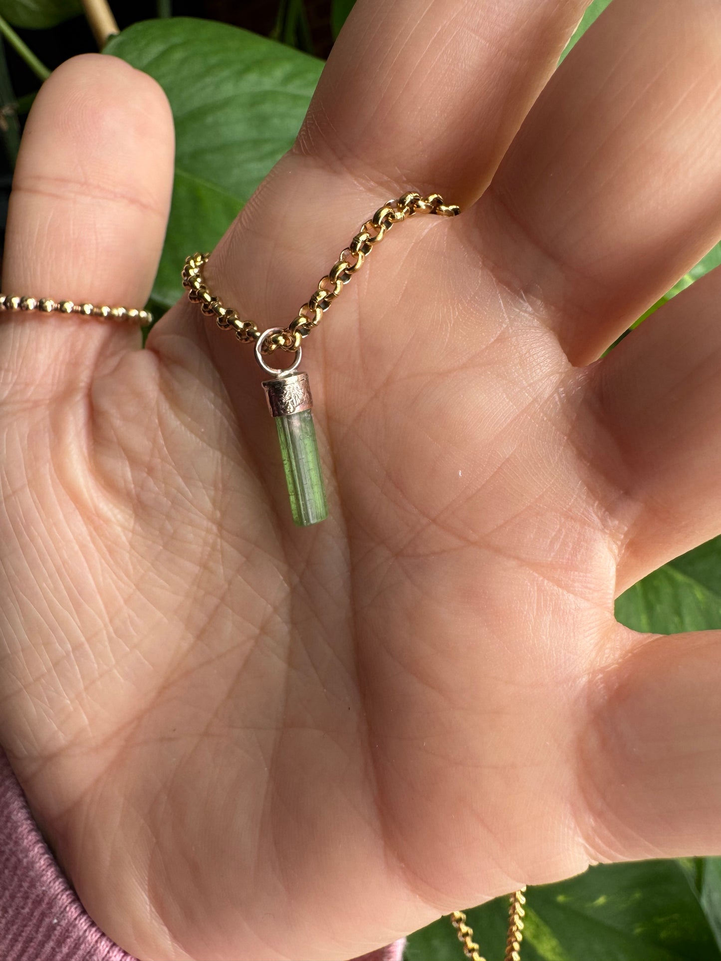 Green Tourmaline Necklace - Gold