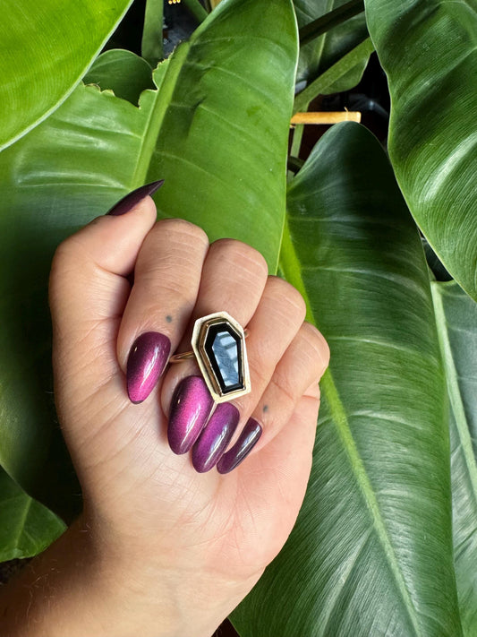 Onyx Coffin Border Ring size 8.5-9