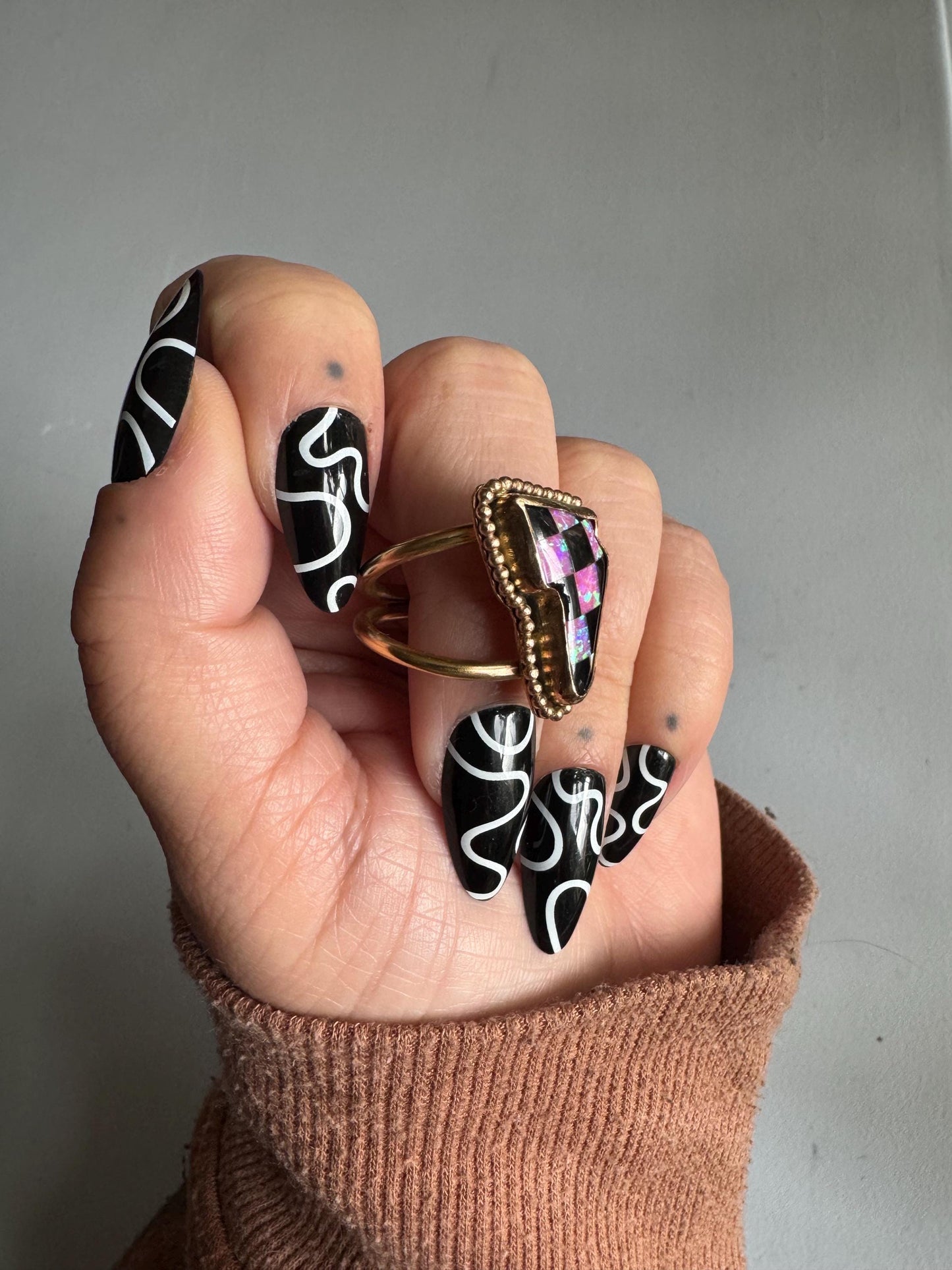 Opal Bolt Ring size 8