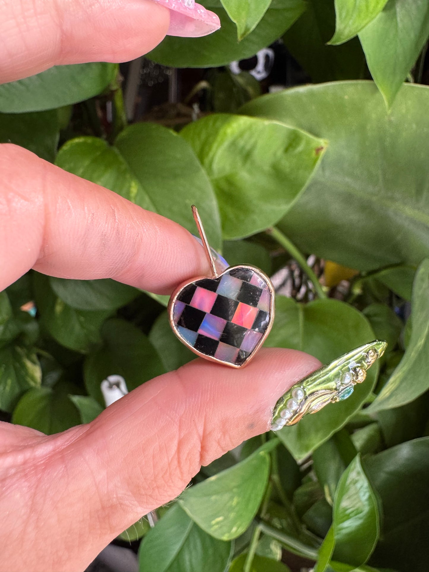 Checker Heart Pendant