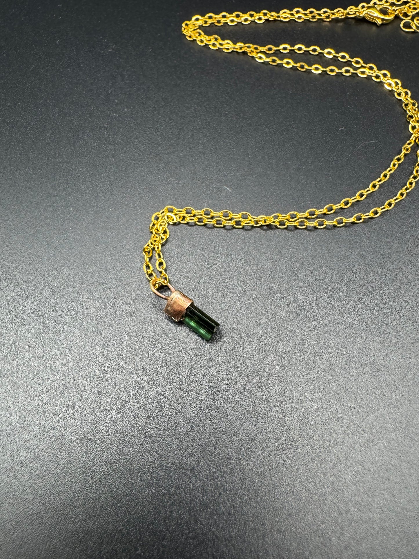 Dark Green Tourmaline - Gold