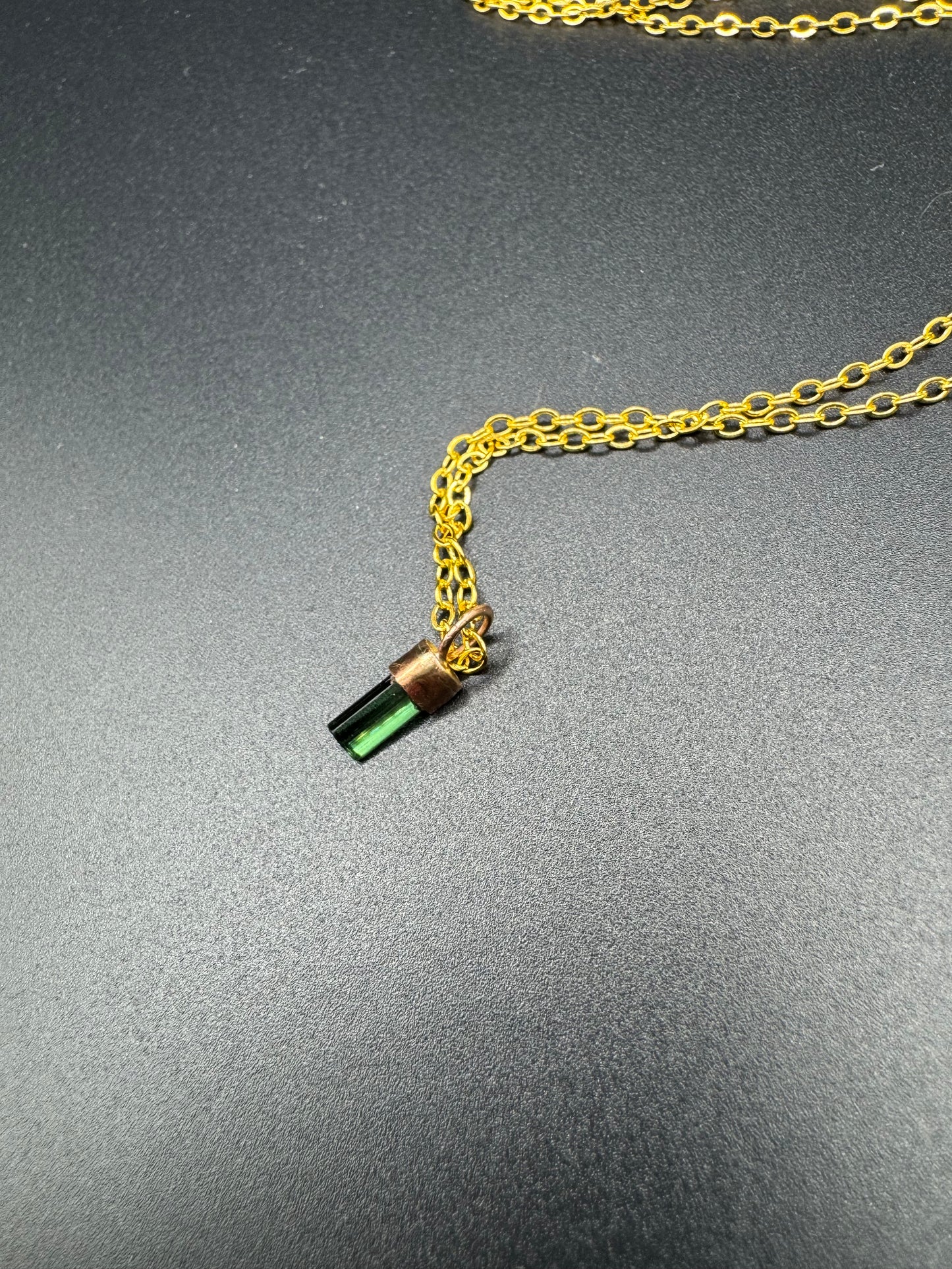 Dark Green Tourmaline - Gold