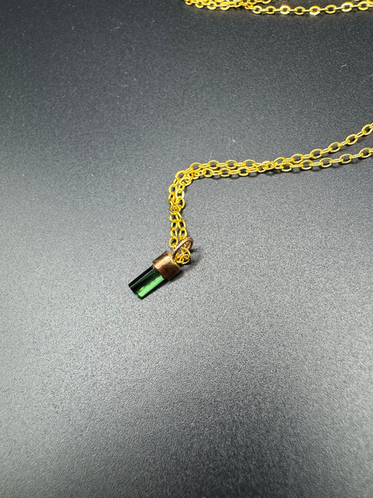 Dark Green Tourmaline - Gold