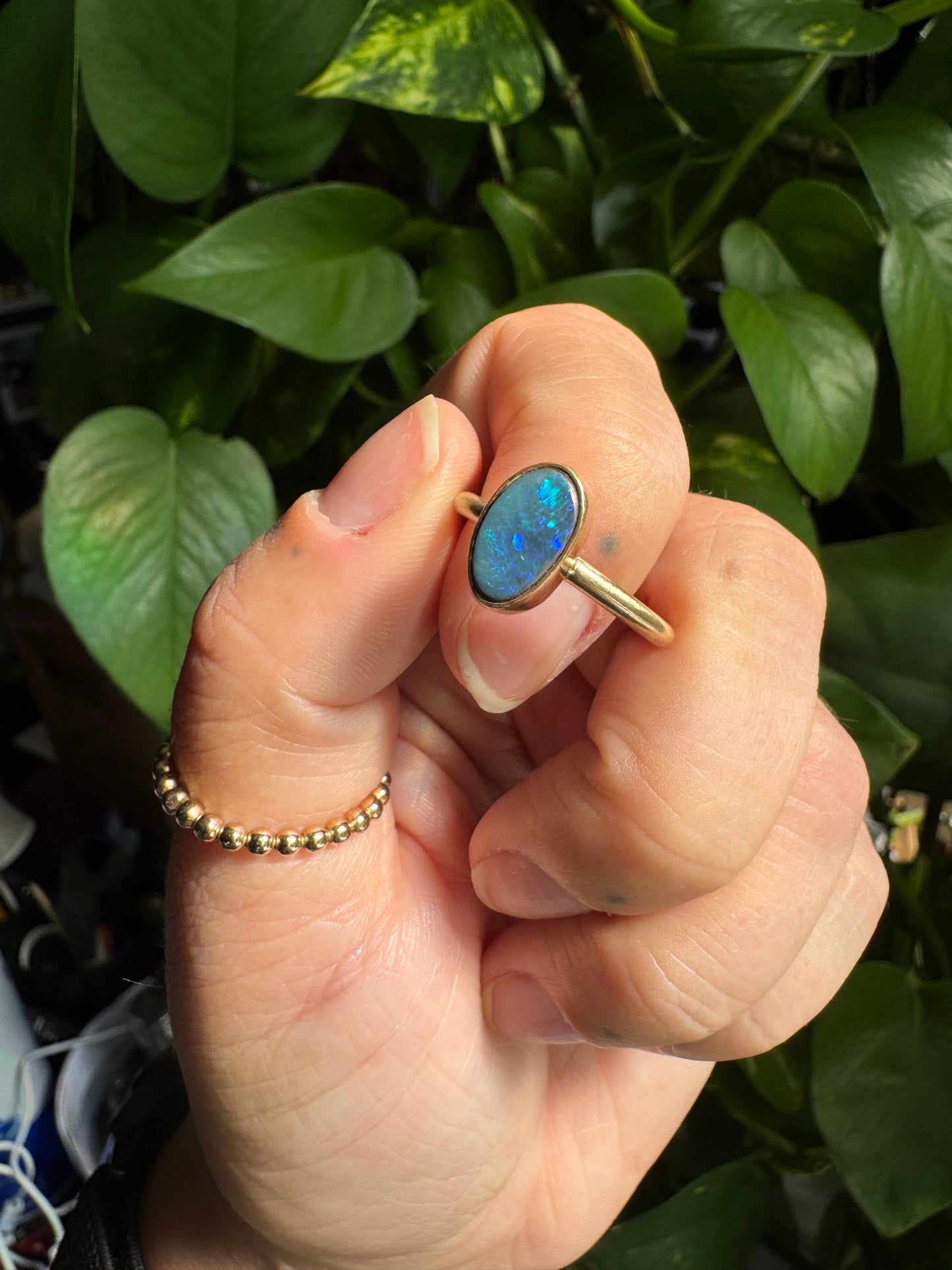 Boulder Opal Gold Ring- 7.25