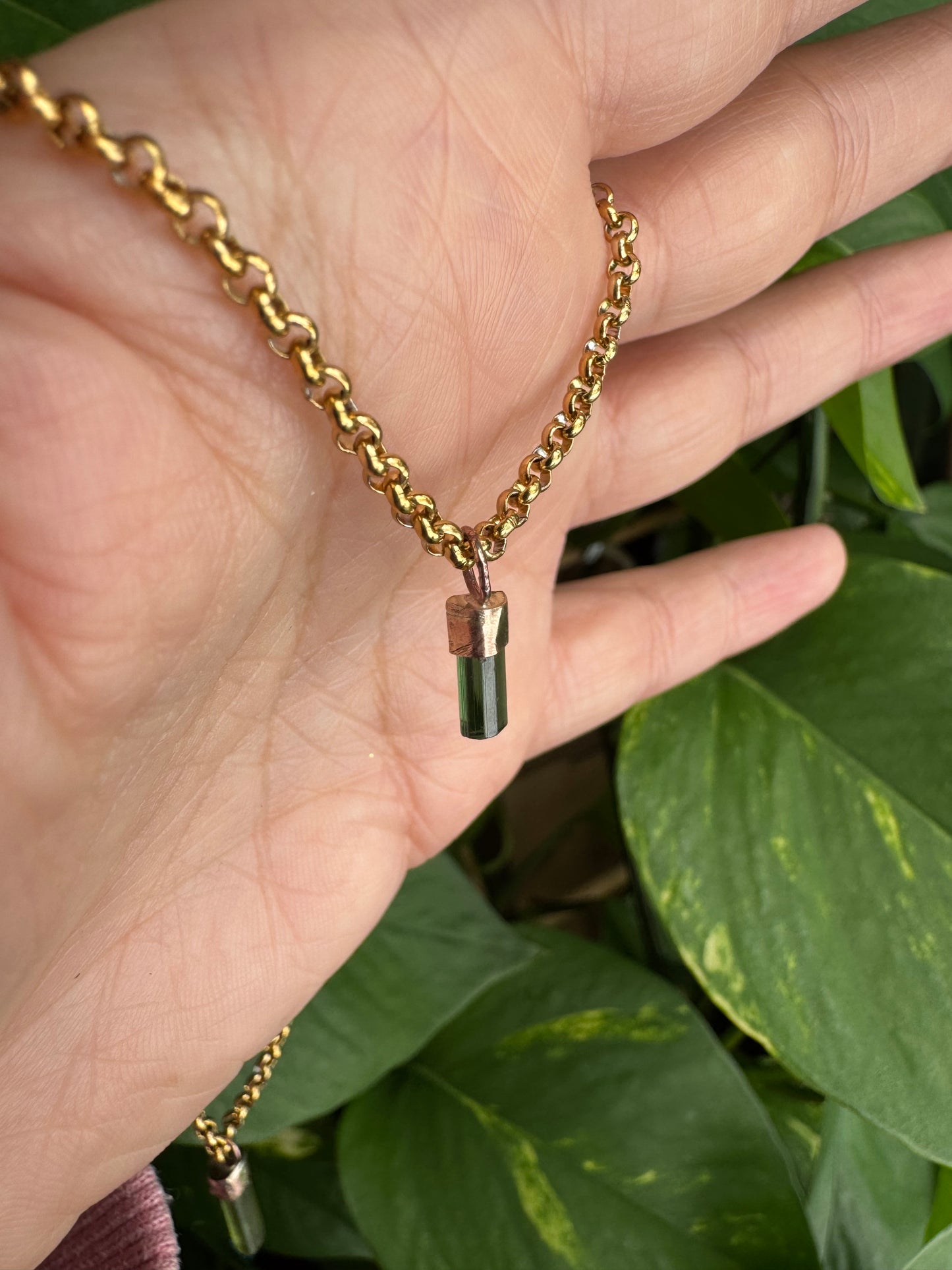Dark Green Tourmaline - Gold