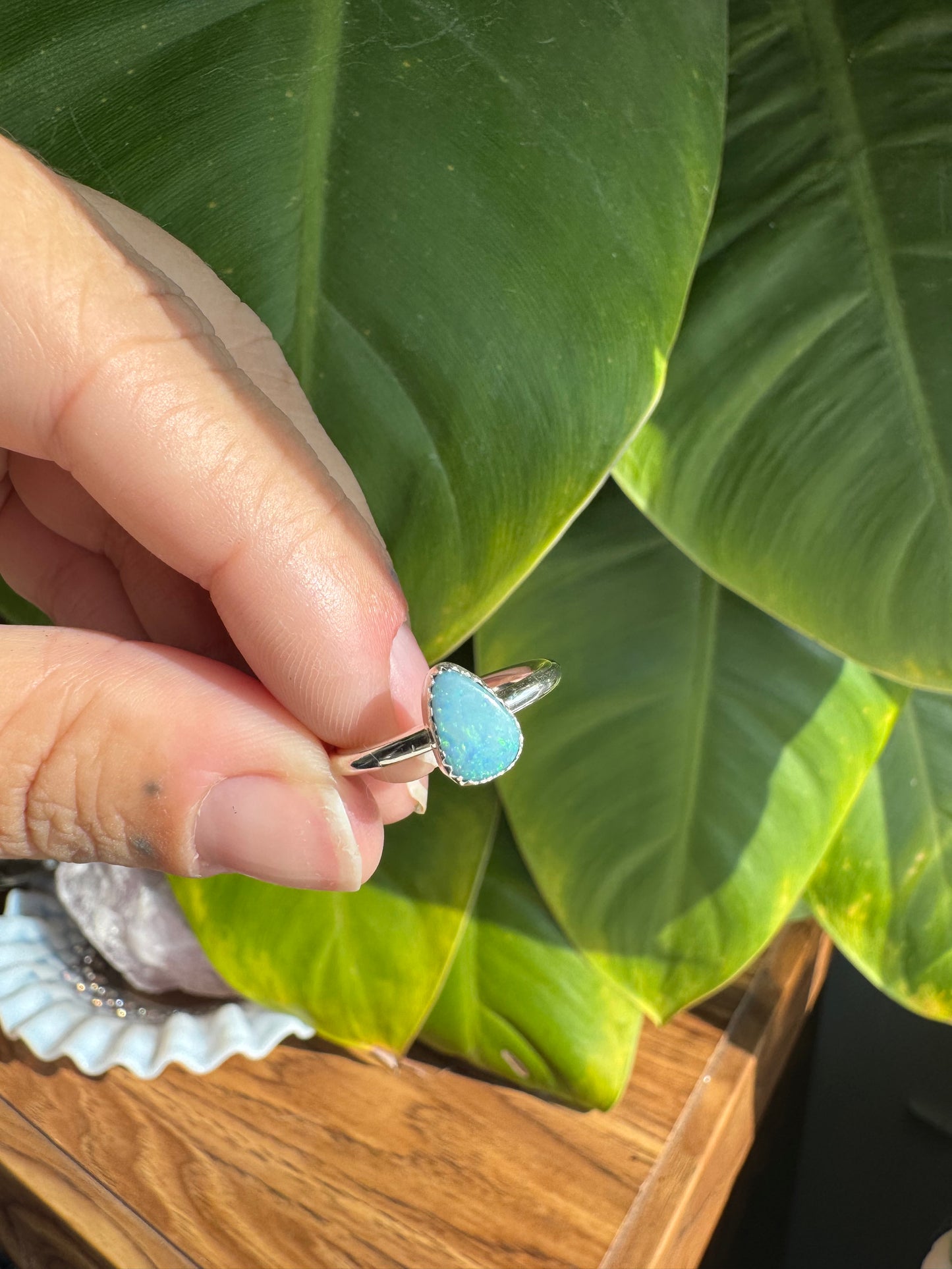Boulder Opal Silver Ring - 5.5