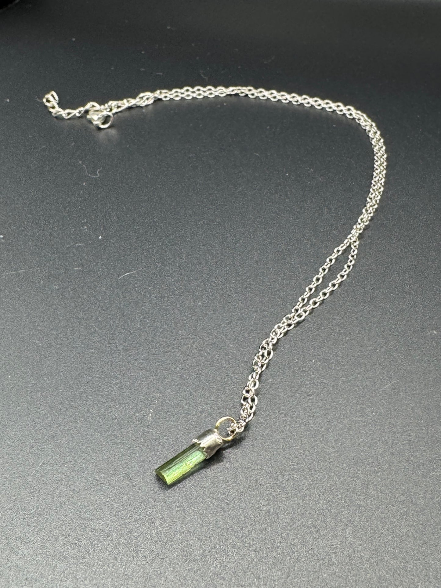 Green Tourmaline Necklace- Silver