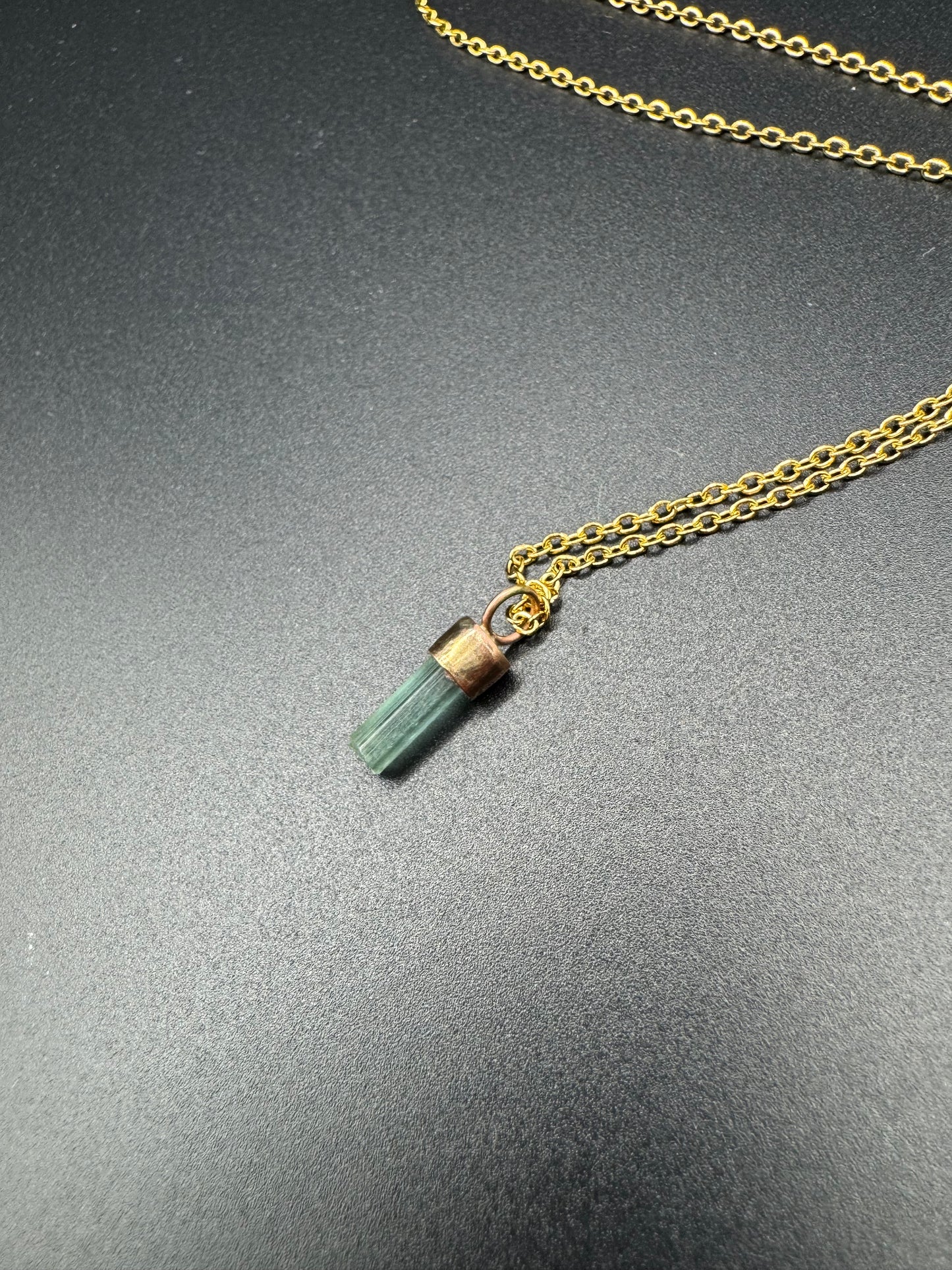 Blue Tourmaline Necklace- Gold