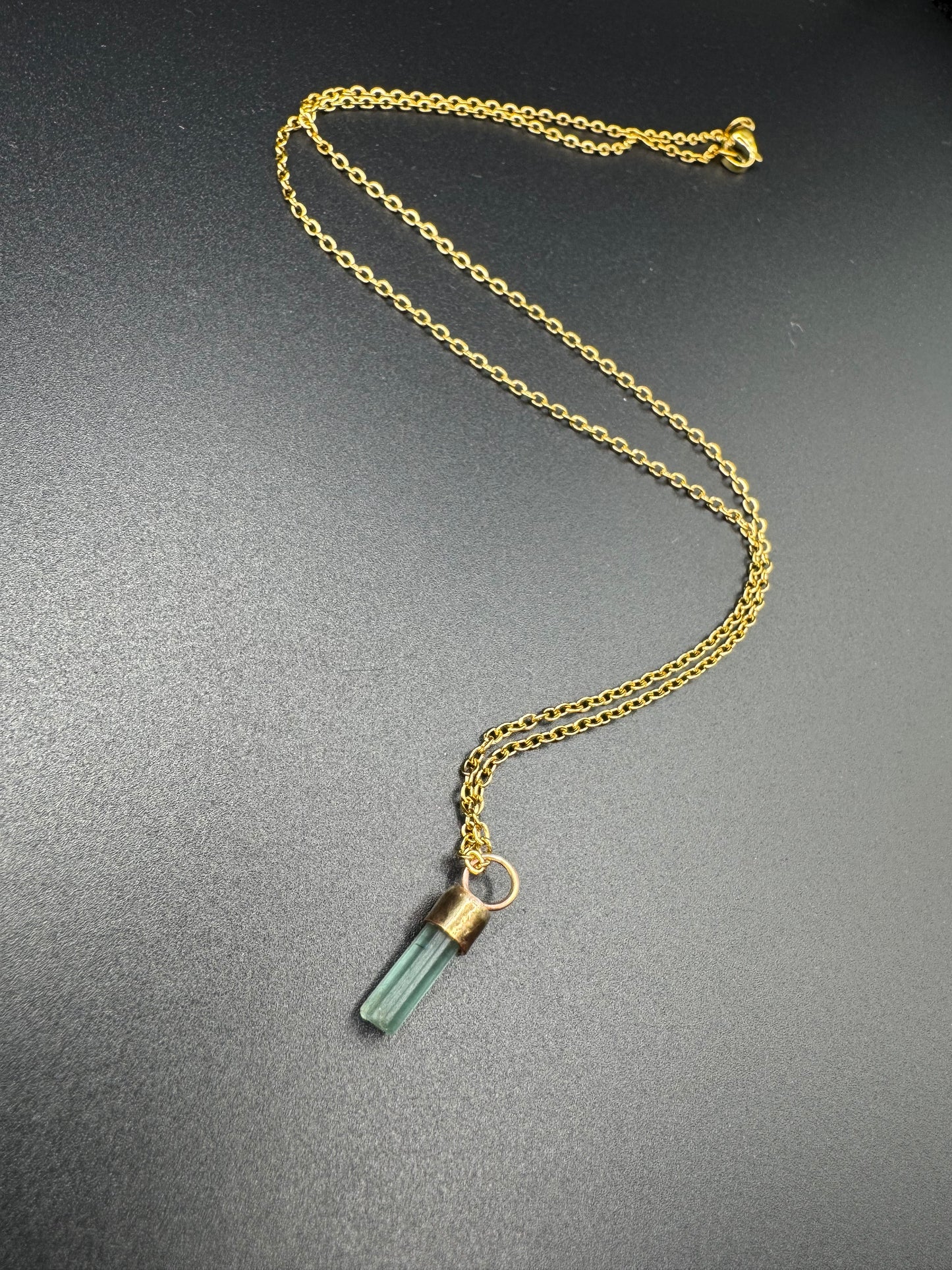 Blue Tourmaline Necklace- Gold