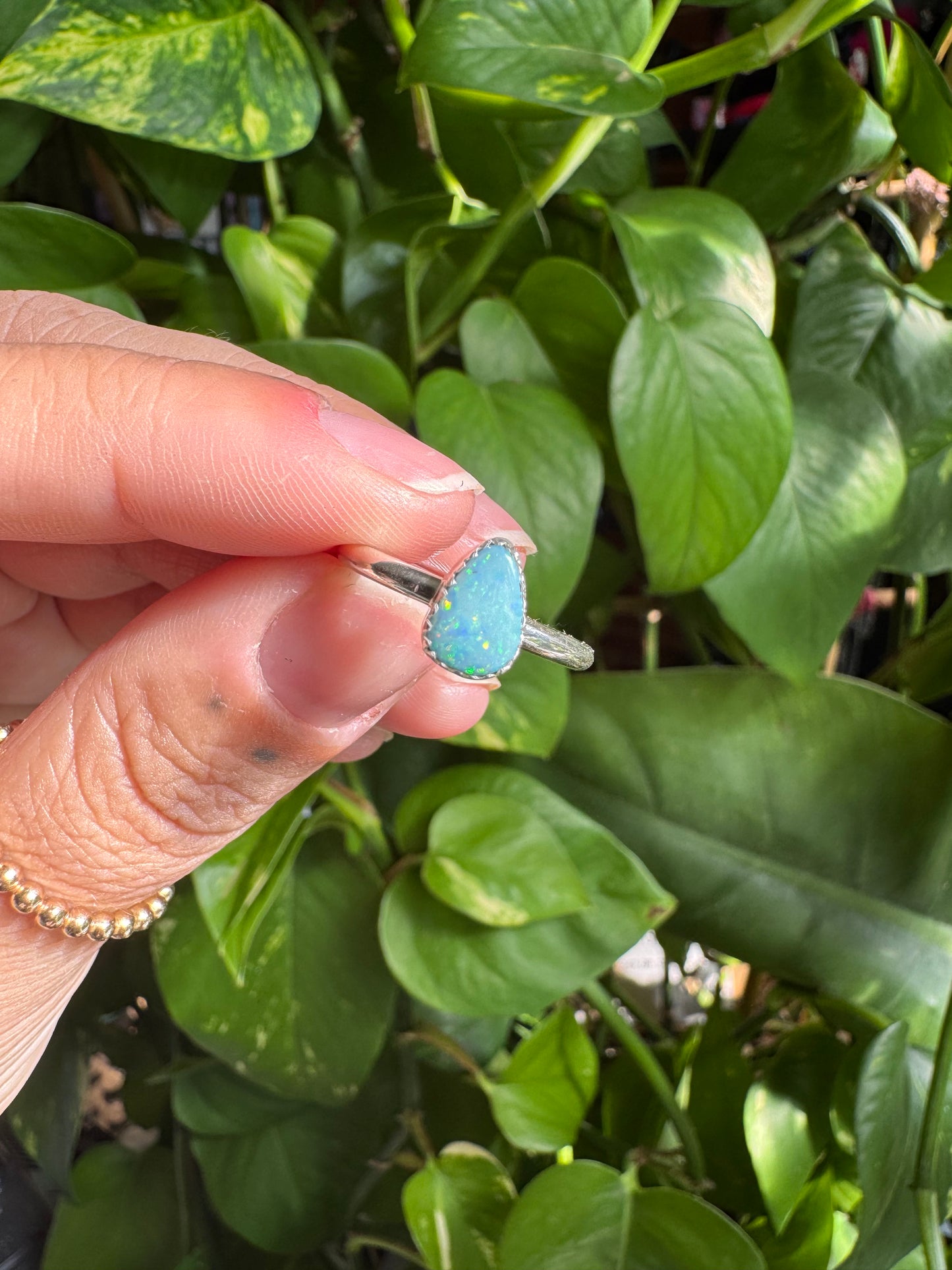Boulder Opal Silver Ring - 5.5
