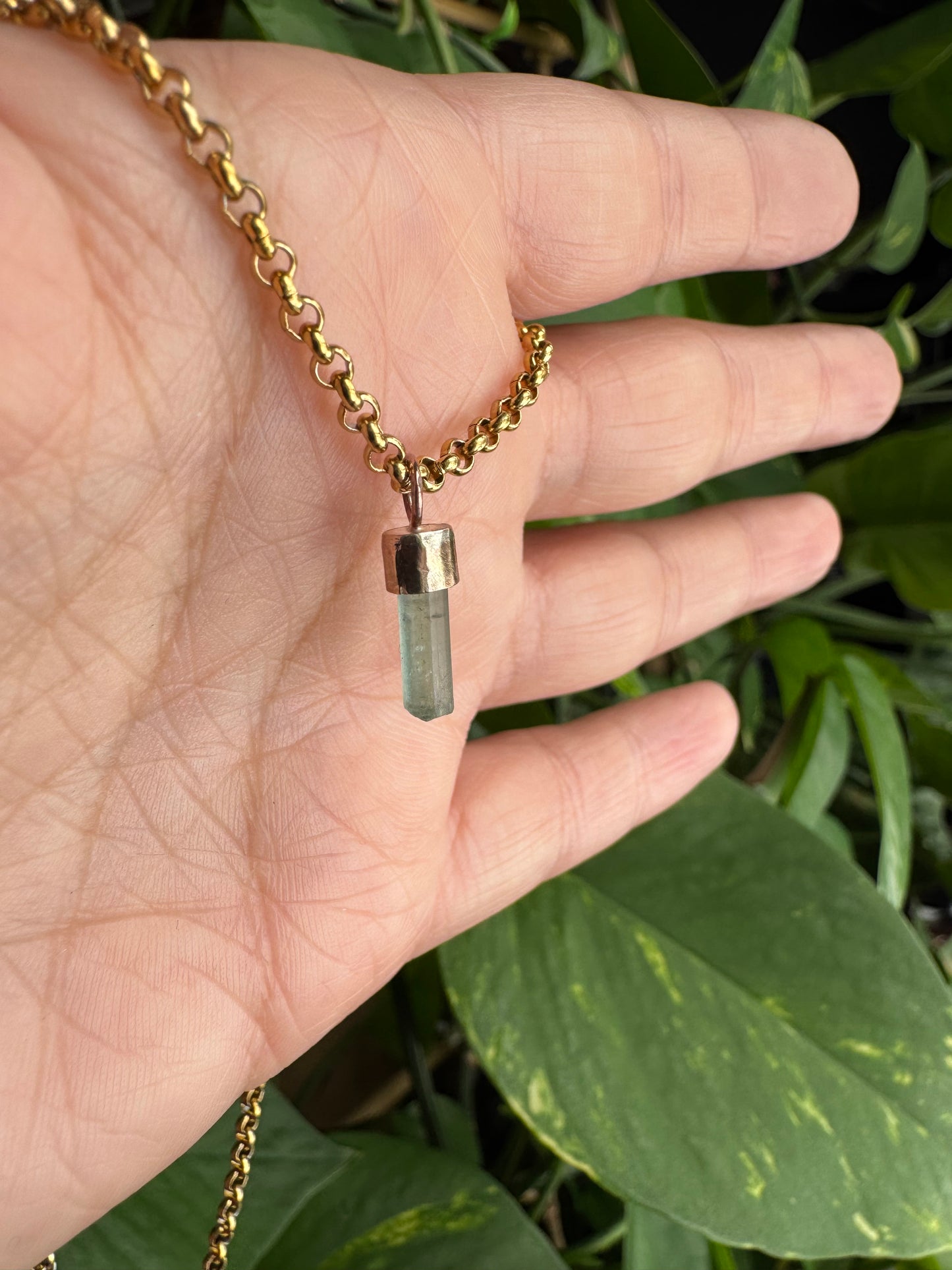 Blue Tourmaline Necklace- Gold