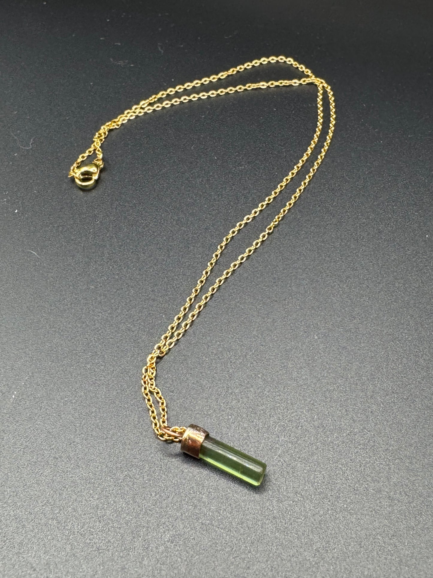 Green Tourmaline Necklace - Gold